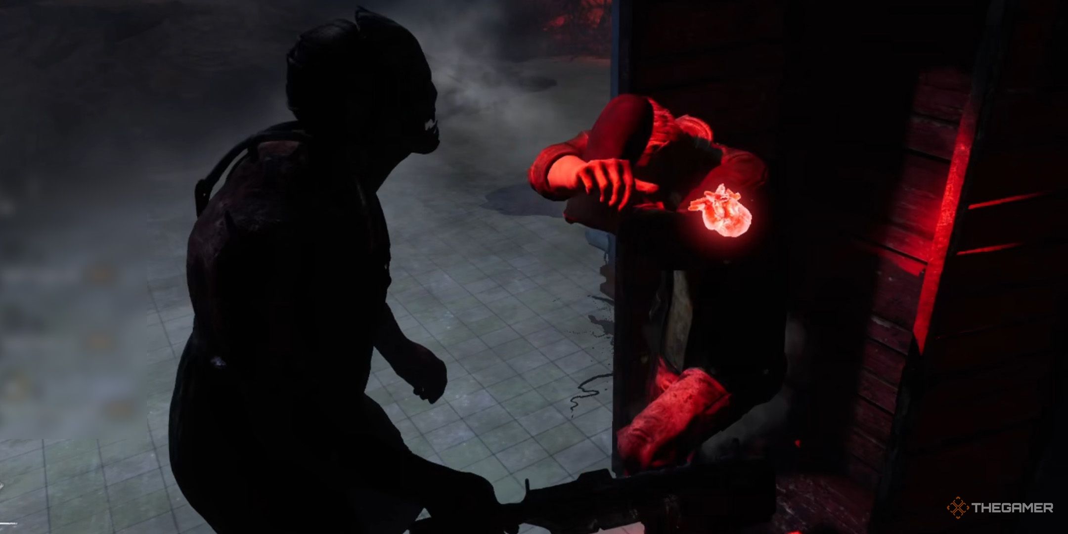 William bursts out of the locker, stunning The Trapper.