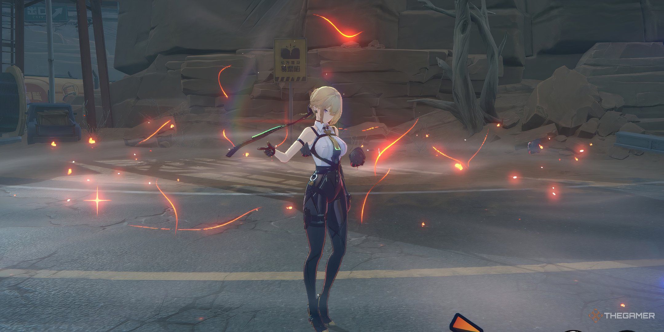 Evelyn emote after using her Chain attack in Zenless Zone Zero.