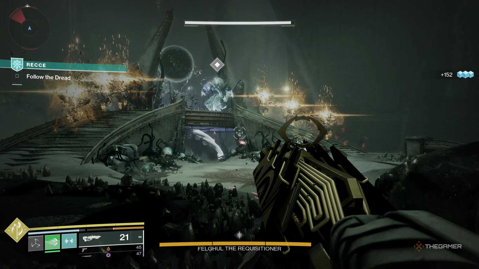 Facing Felghul the Requisitioner in the Dreadnaught in Destiny 2.