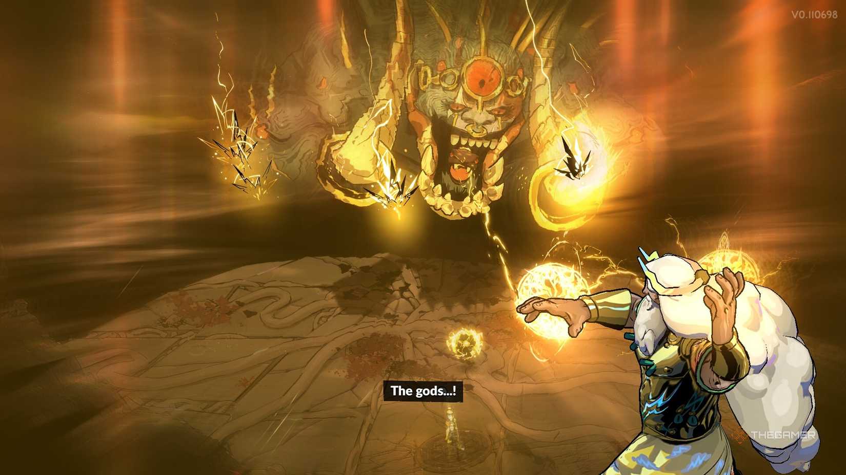 Zeus joins the fight against Typhon. Appears to the side and fires lightning bolts at Typhon.