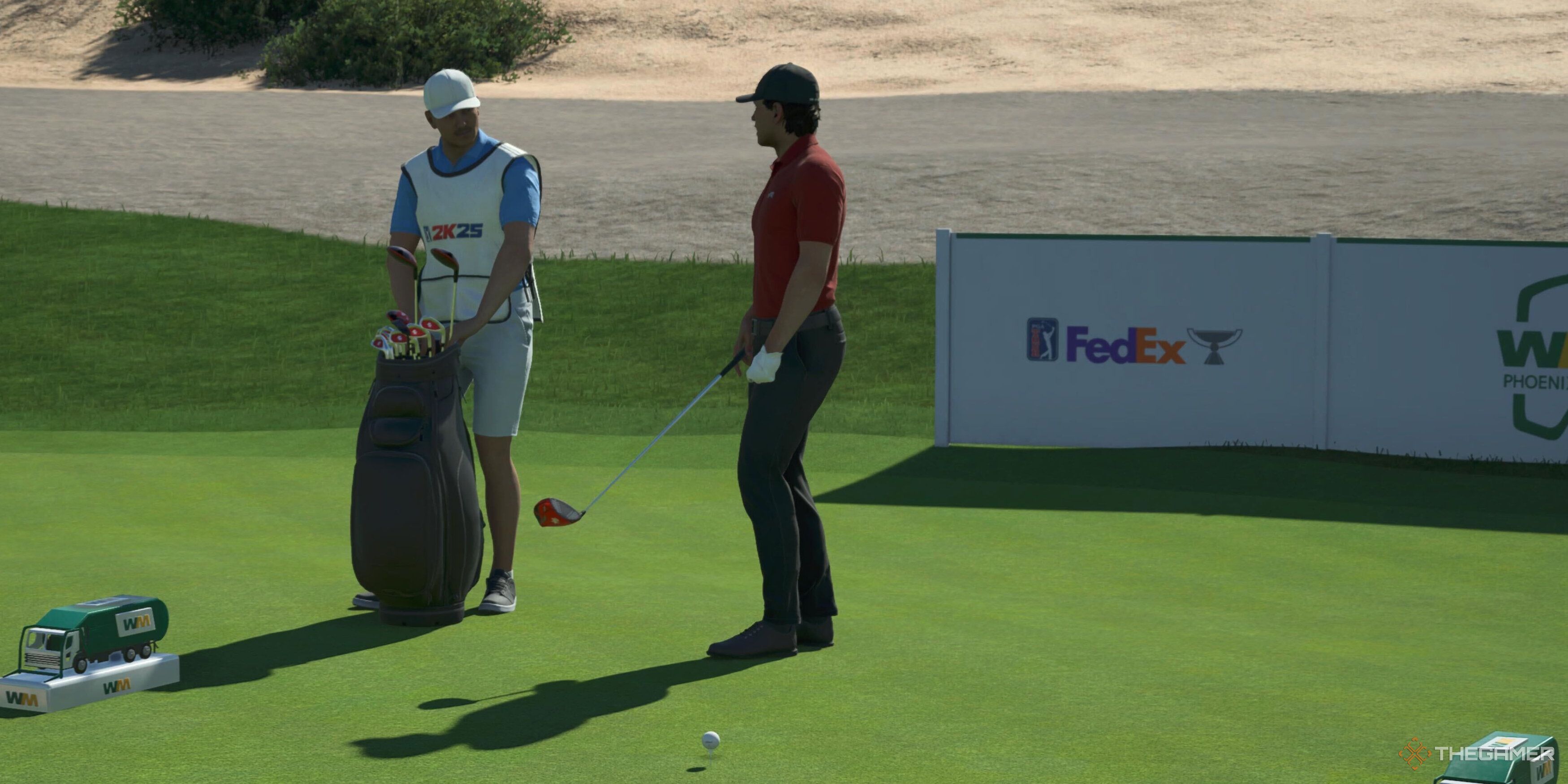 A player getting ready to tee off in PGA Tour 2K25.