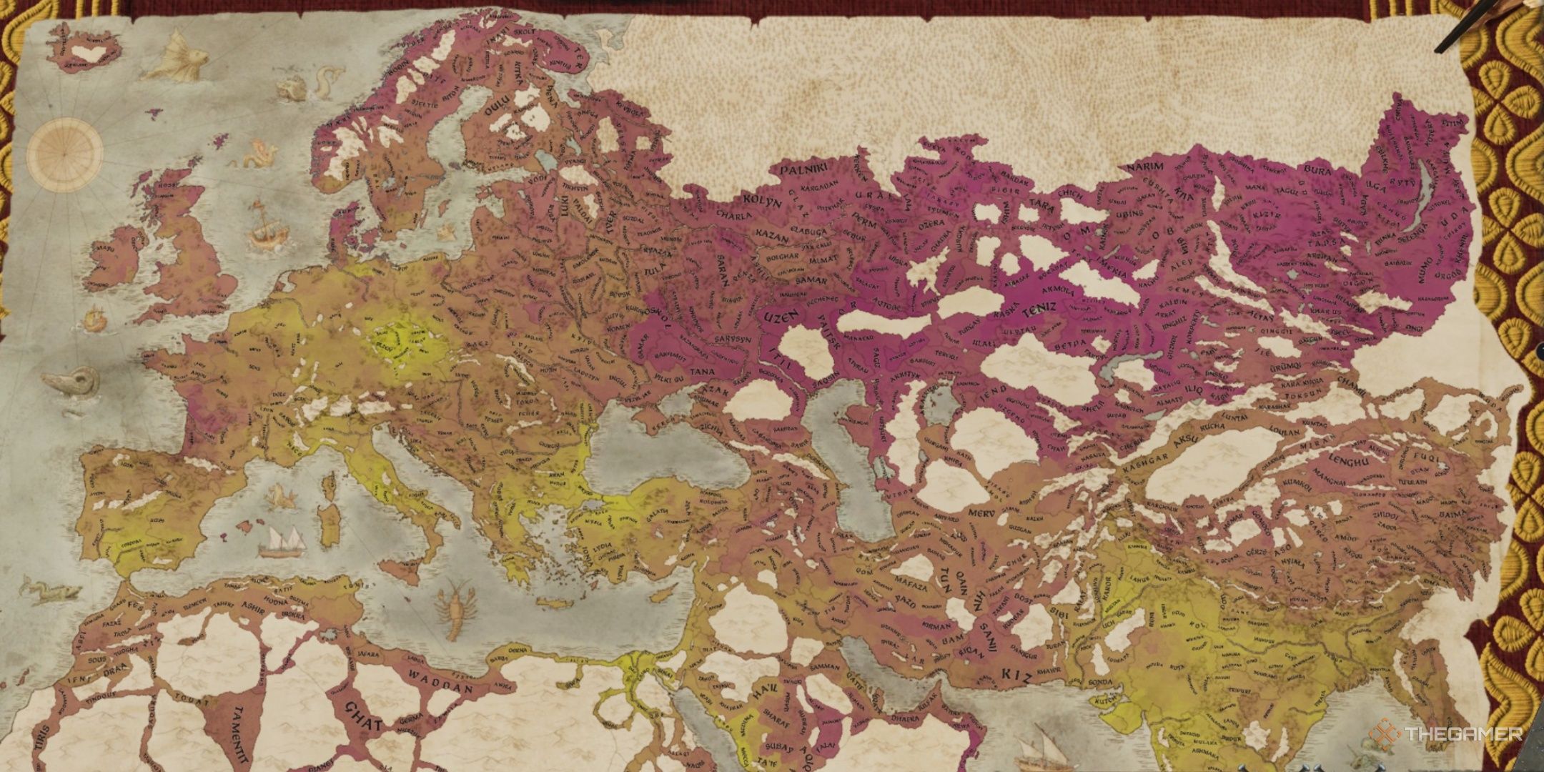 a map showing development across europe in crusader kings 3.