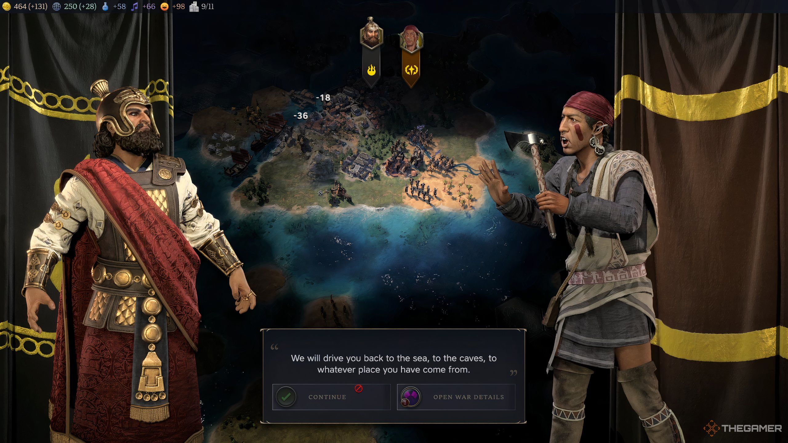 Xerxes King of Kings is declared war against another Civilization 7.