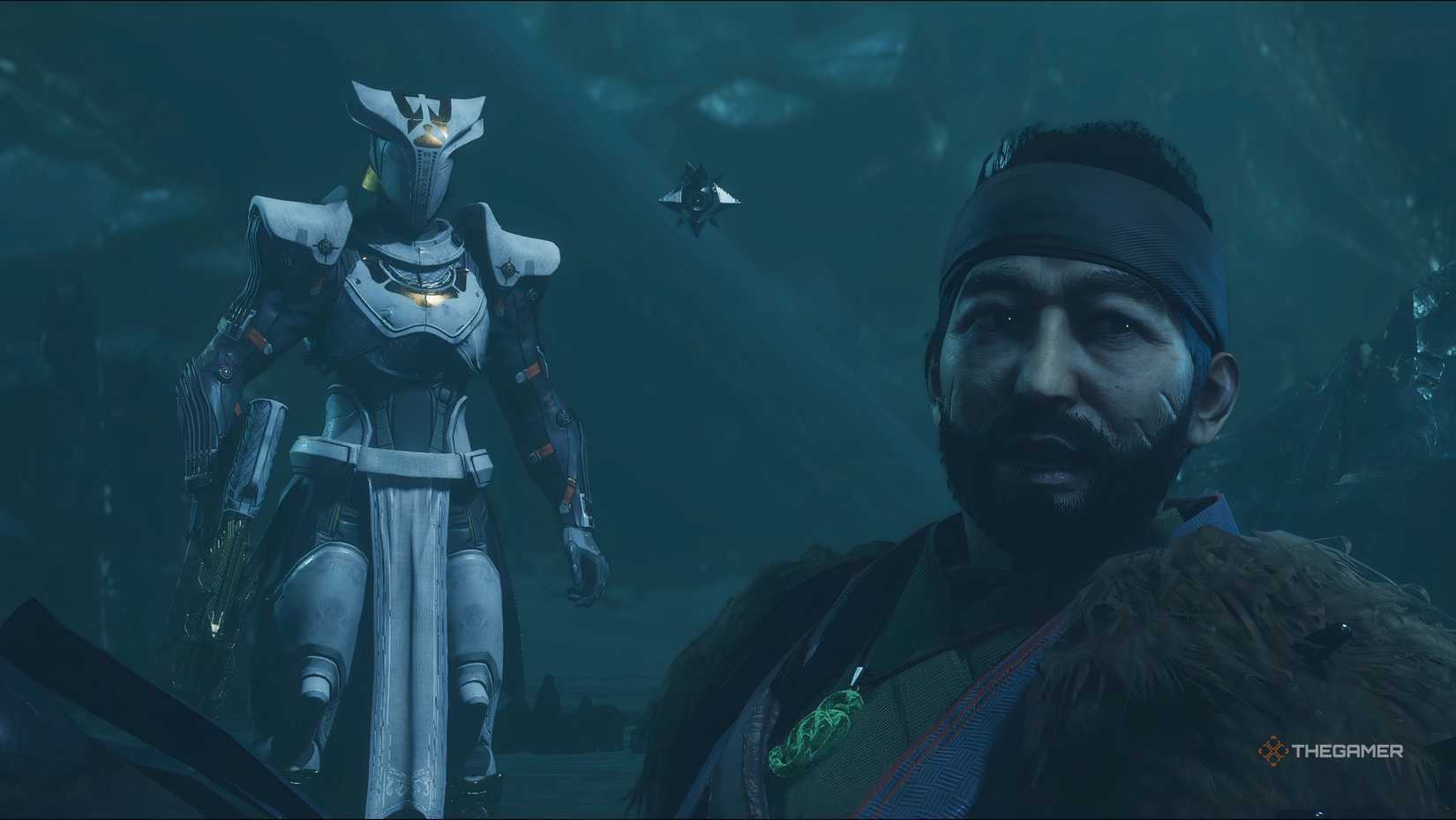 The Drifter awakening near the Guardian in the Dreadnaught in Destiny 2.