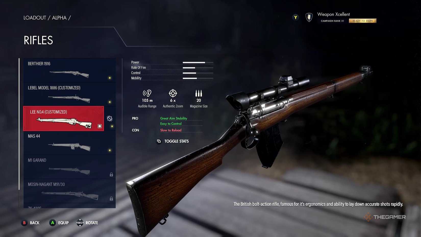Best Campaign Loadout In Sniper Elite: Resistance