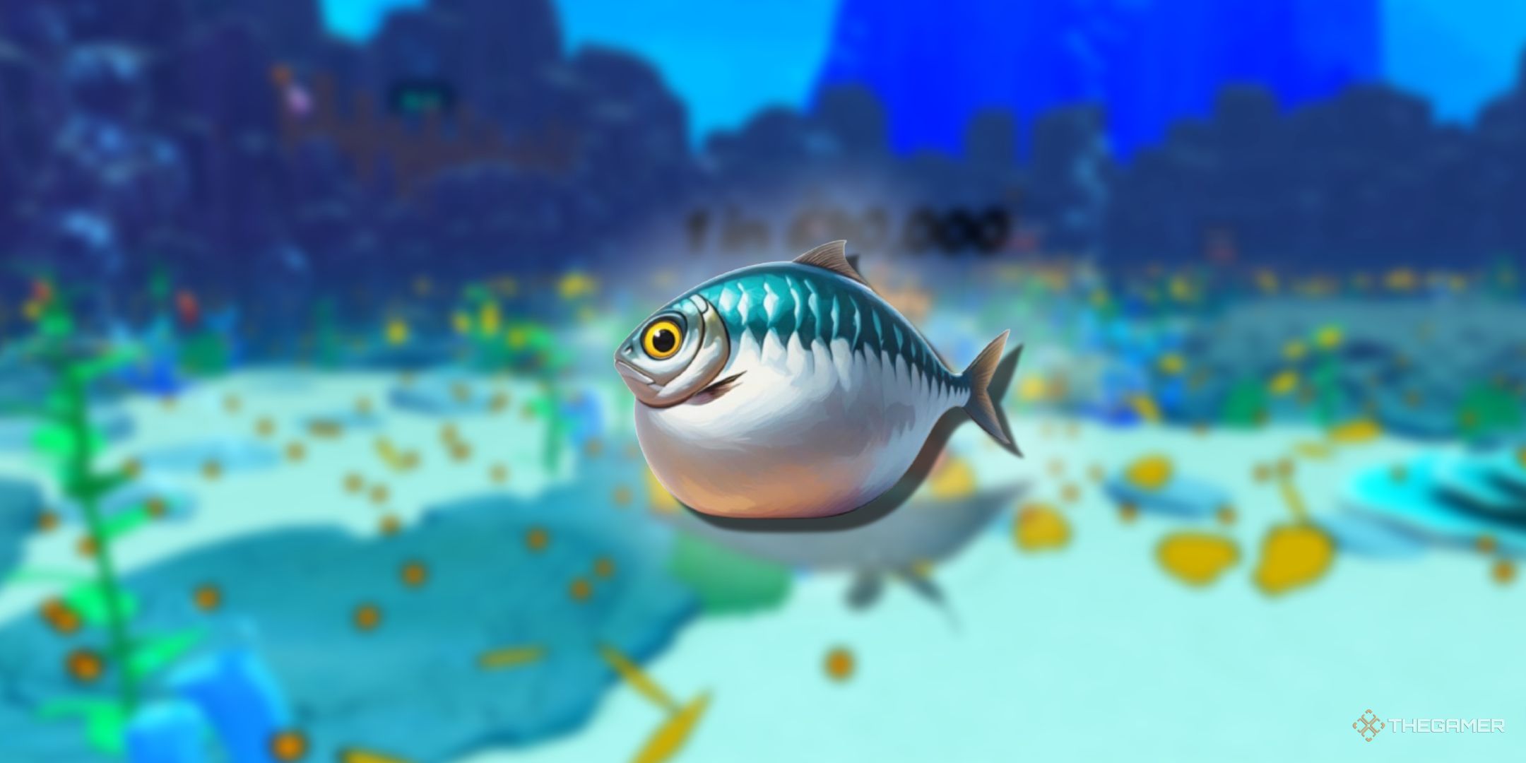 a blurry Be Fish background with the Be Fish mascot png on top.