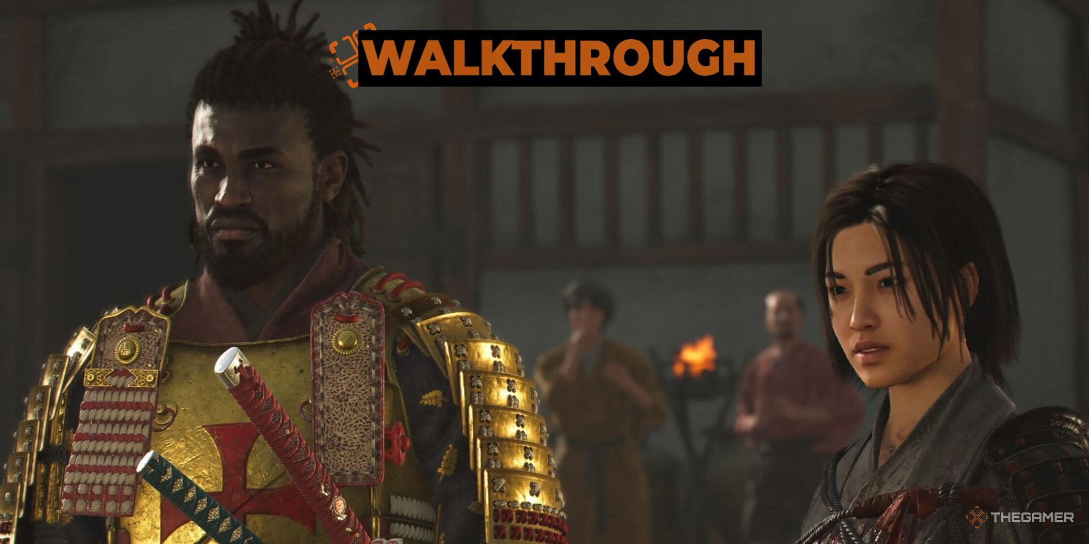 Naoe and Yasuke about to assassinate Akechi Mitsuhide in Assassin's Creed Shadows.