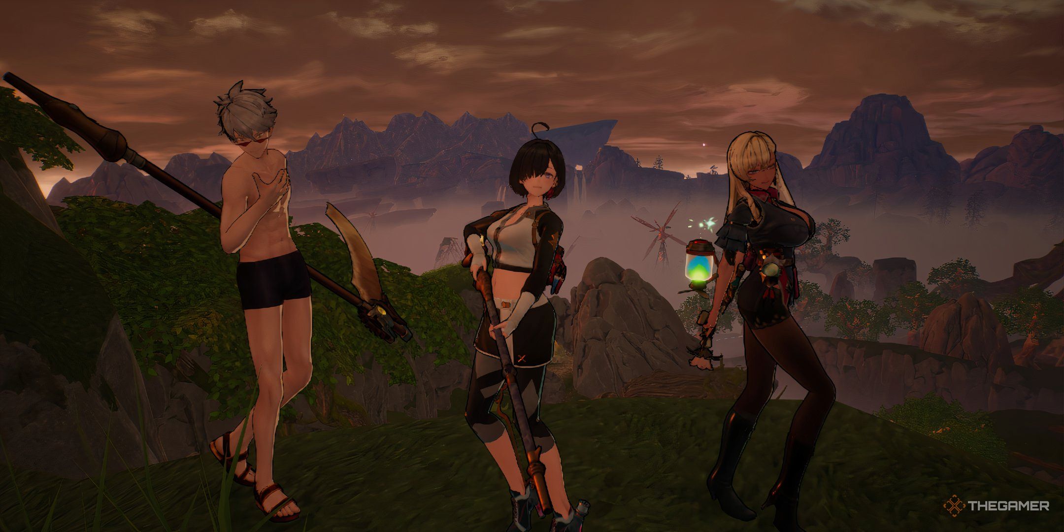 Yumia, Rutger and Nina posing with alternative outfits in Atelier Yumia: The Alchemist Of Memories & The Envisioned Land.