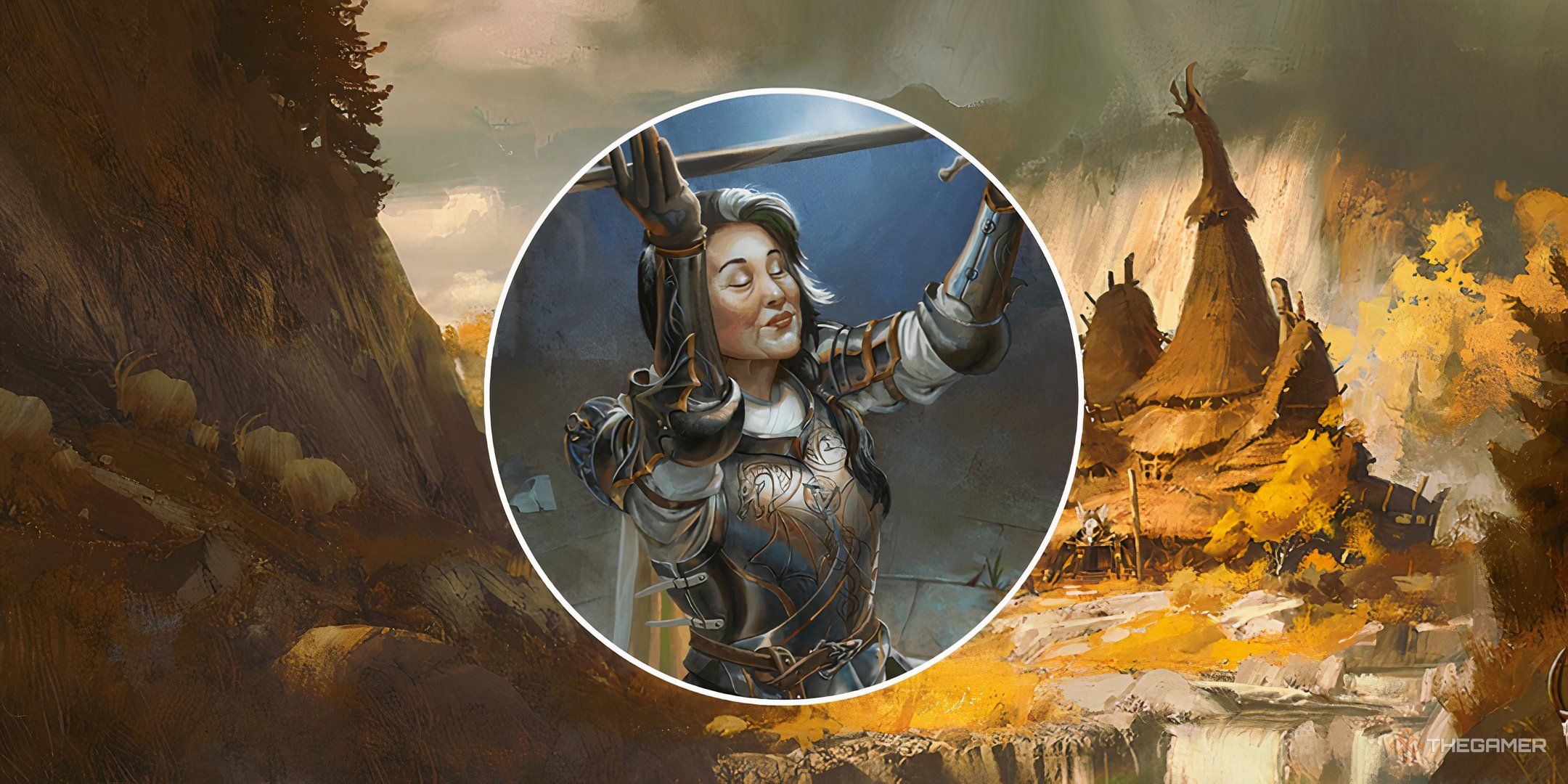 A paladin praying with a sword in Dungeons & Dragons. 