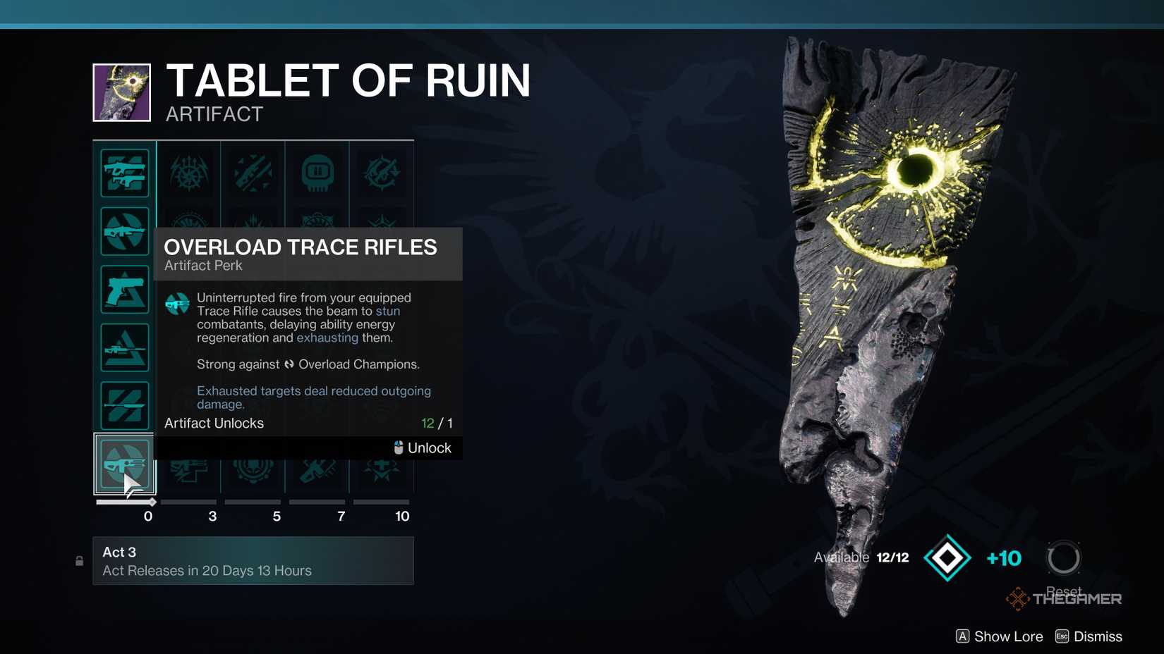 Destiny 2 Tablet of Ruin A2 Column One