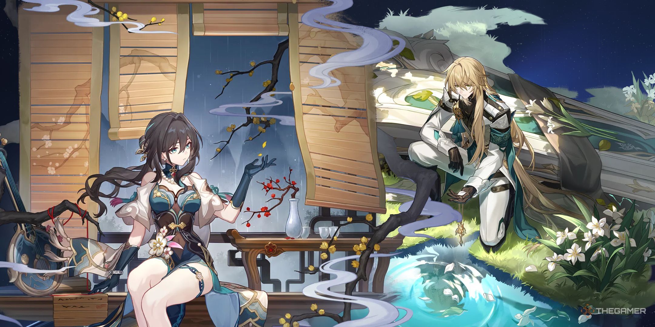 Honkai Star Rail ruan mei and luocha splash arts.