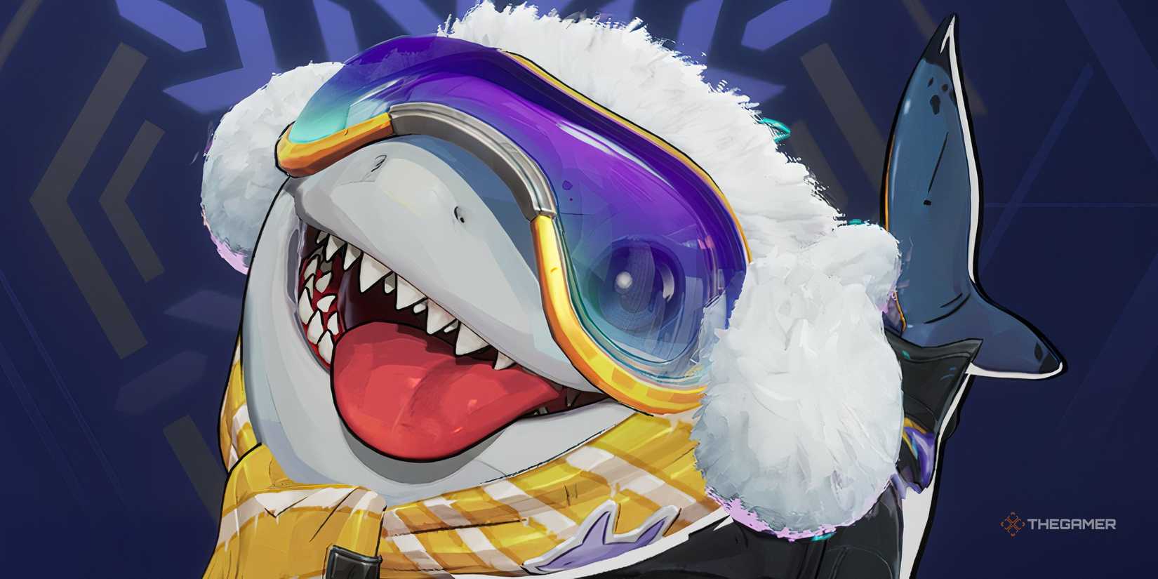 Jeff the Land Shark from Marvel Rivals wearing the Cuddly Fuzzlefinn skin.
