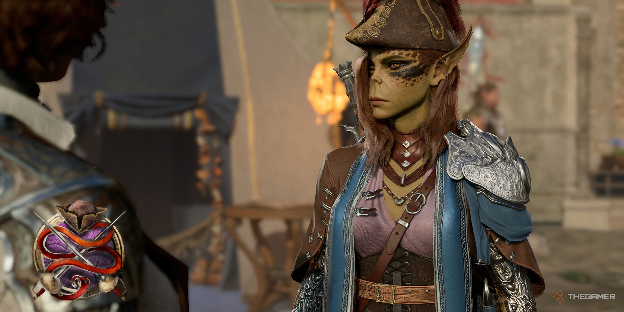 Lae'zel speaks to the player dressed as a Swashbuckler Rogue in Baldur's Gate 3.