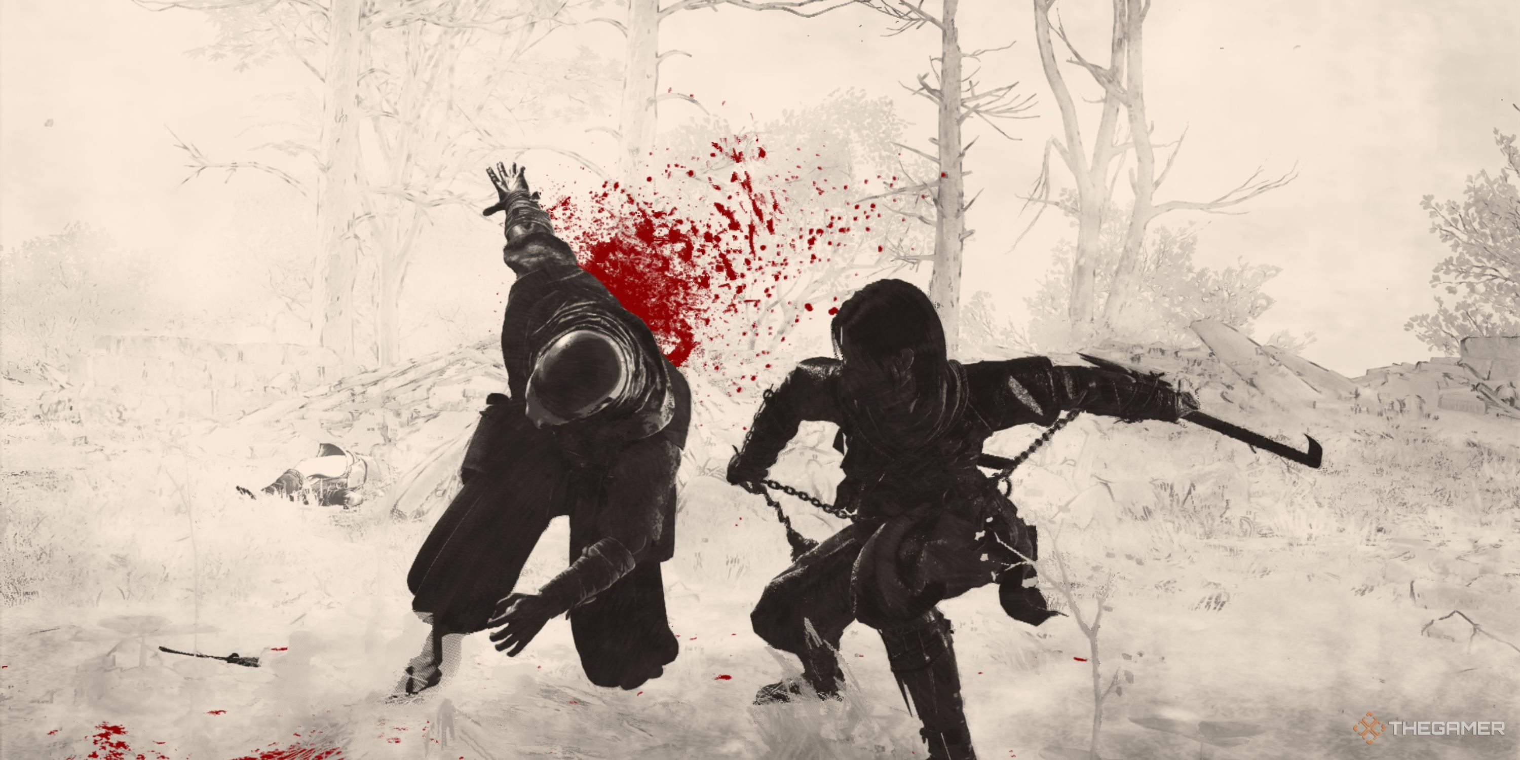 Naoe slashing a Godai in Assassin's Creed Shadows.