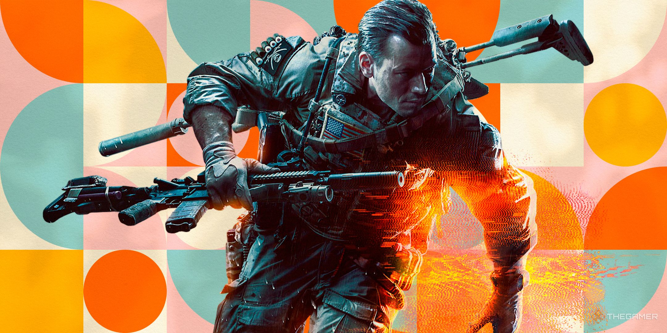 A Battlefield soldier in front of a background.