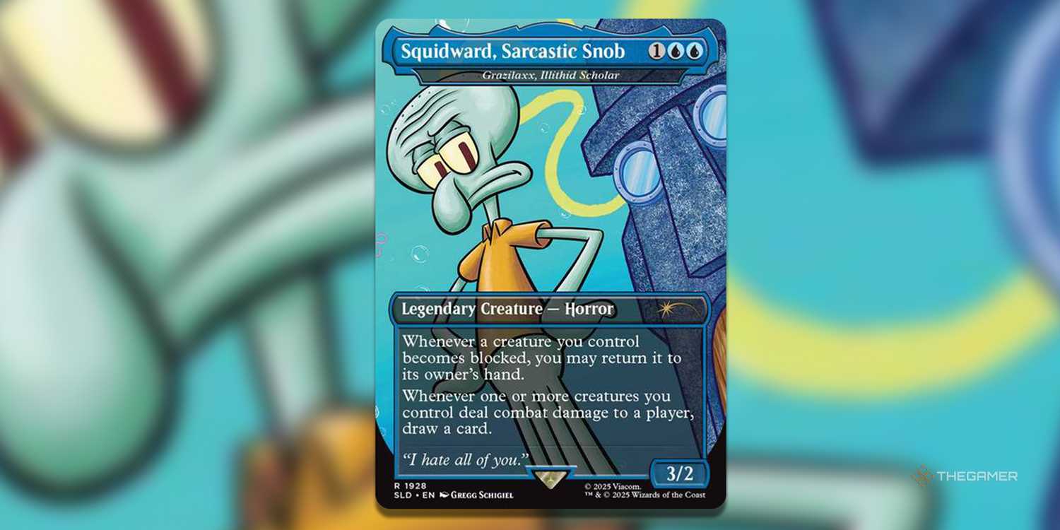 squidward mtg card 2025 Magic The Gathering Secret Lair Drop #1928 Squidward, Snob Sponge