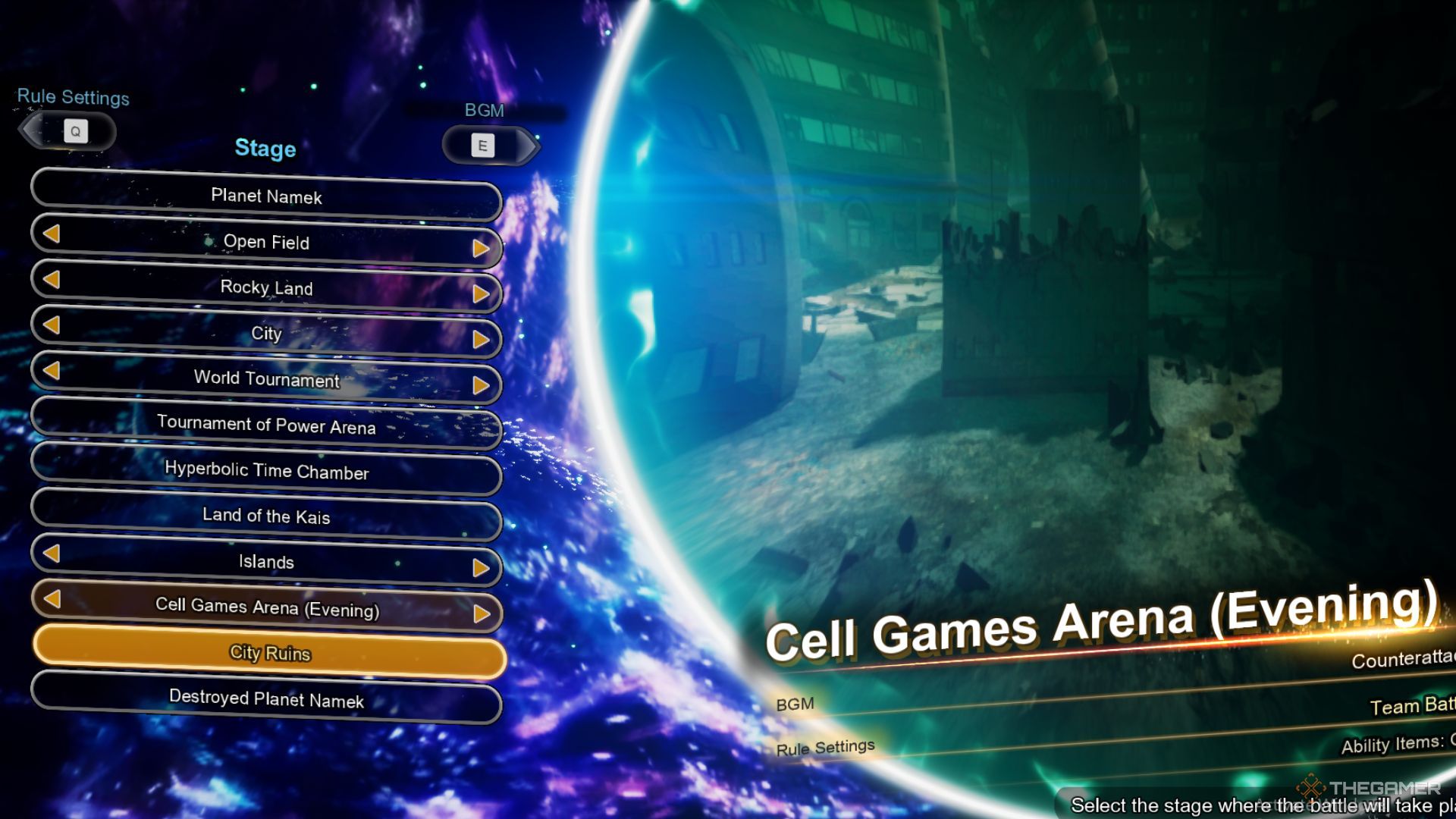 All current phase selection in Dragon Ball: Sparks! Zero.