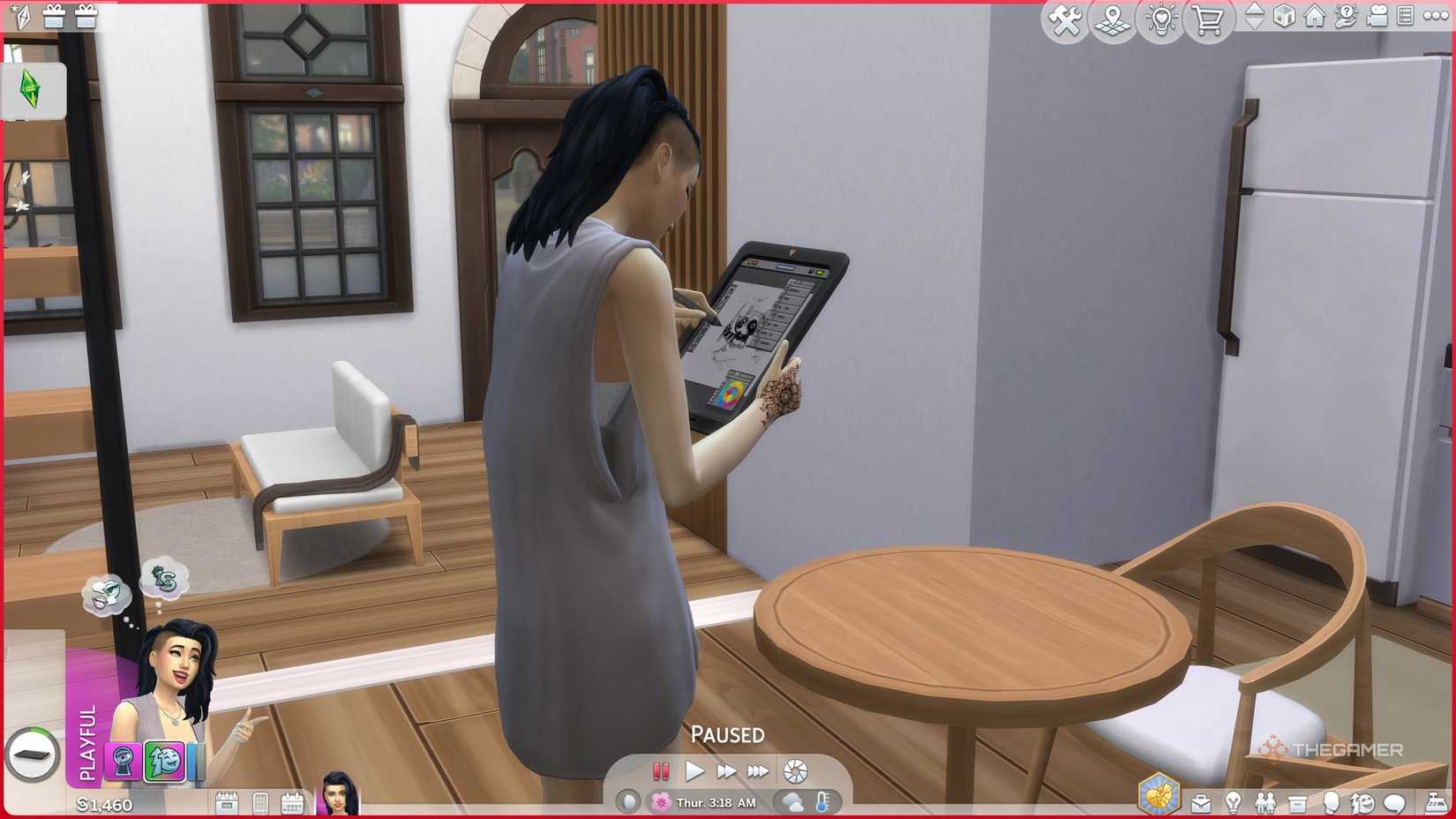 A shady sim that sketches a raccoon.