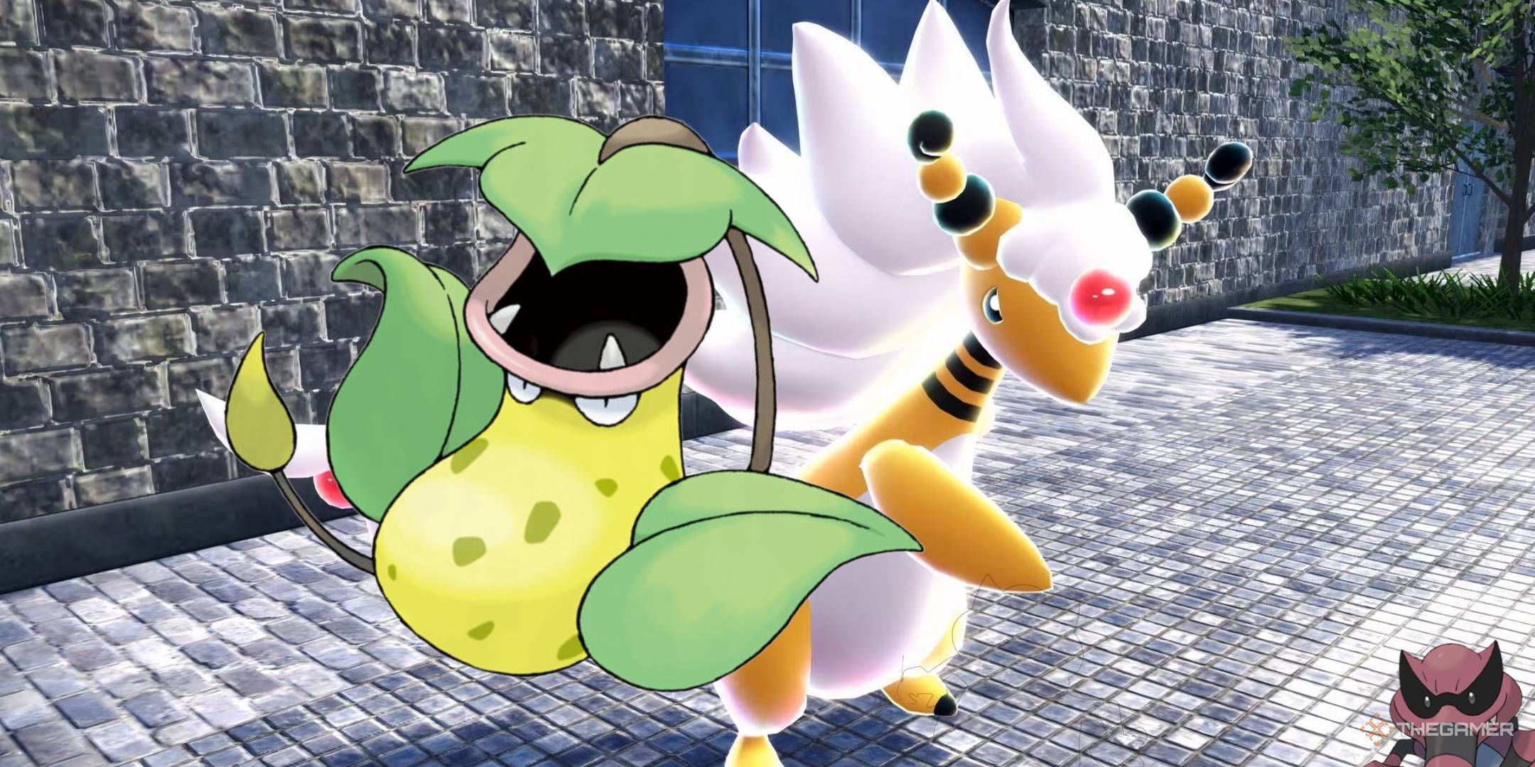 Victreebel and Mega Ampharos on the street