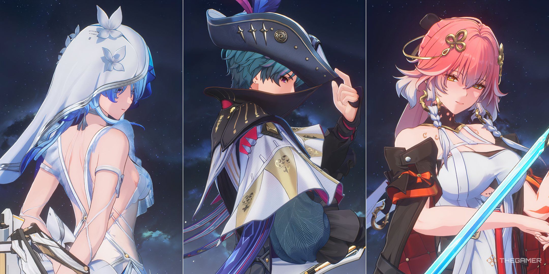 Wuthering Waves Brant, Shorekeeper, and Changli weapon screen together.