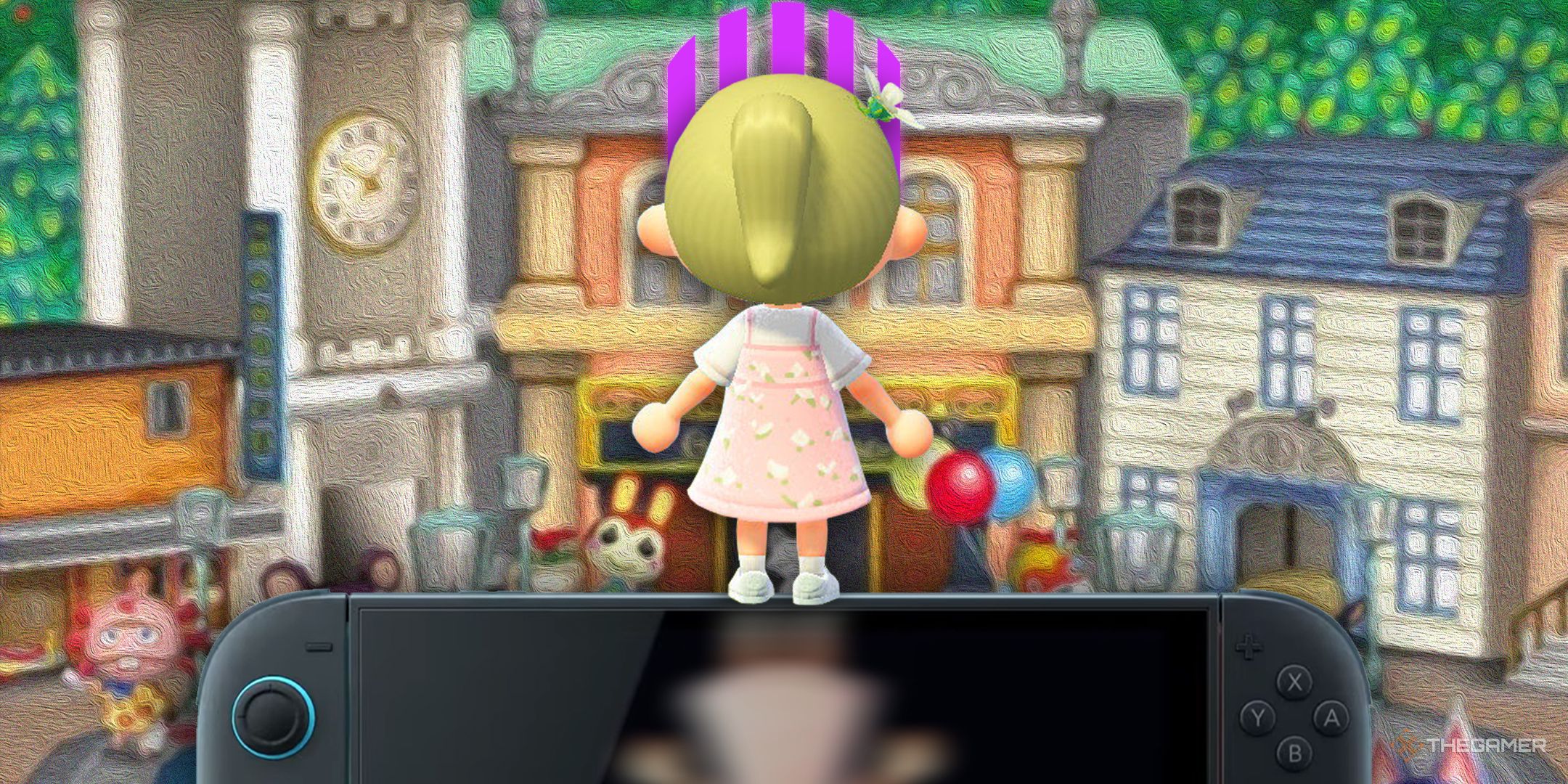 A character standing on a Switch 2, looking at a City Folk.