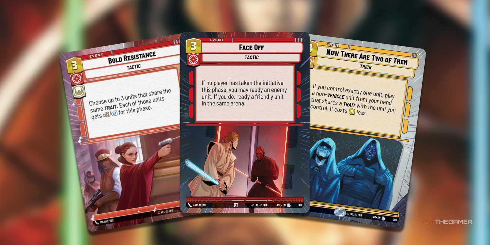 A collage of moments from the Phantom Menace portrayed through Star Wars Unlimited card art.