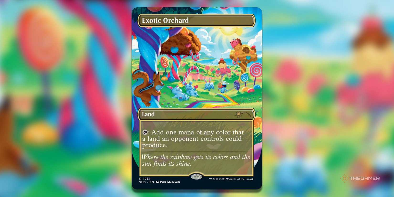 Exotic set card showing bunnies in a neon candy set.