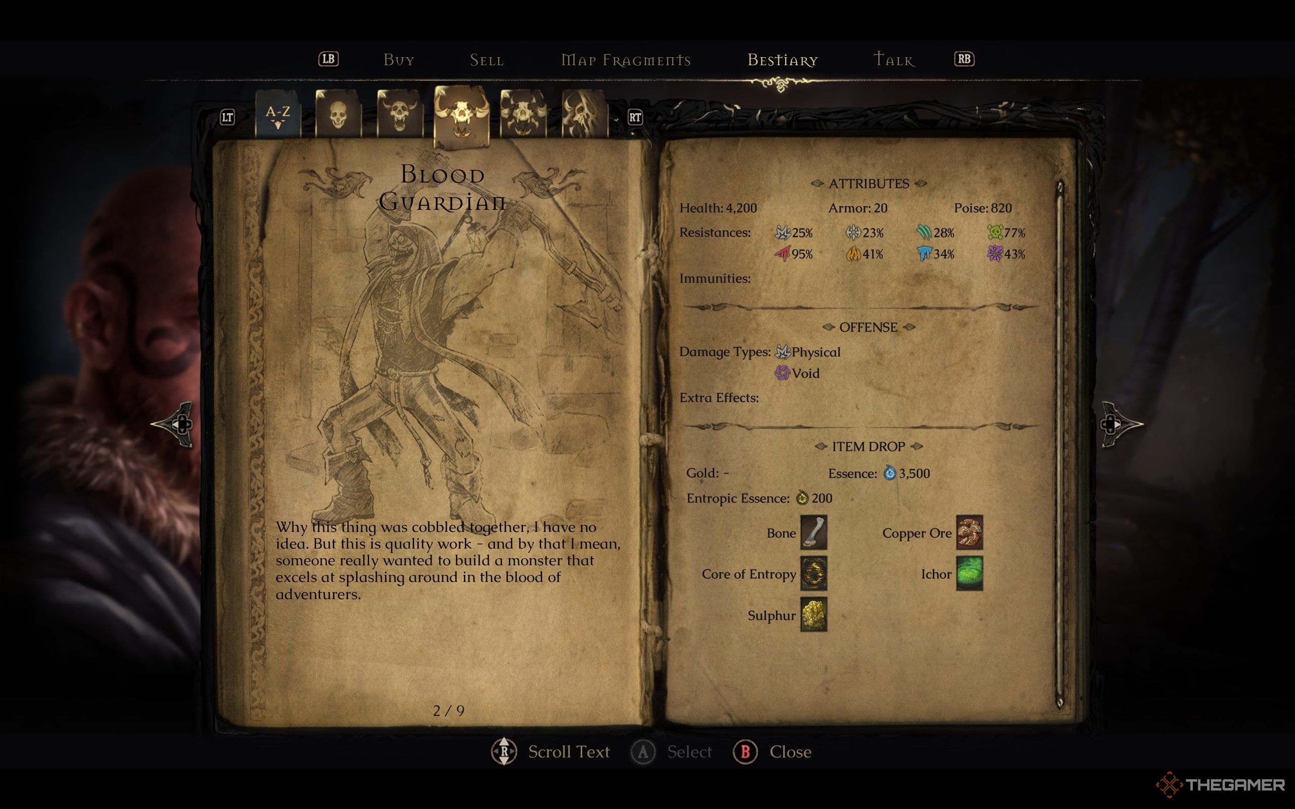 Mandragora's blood guard in Gerald's forestry with attributes, damage and subjects falls.