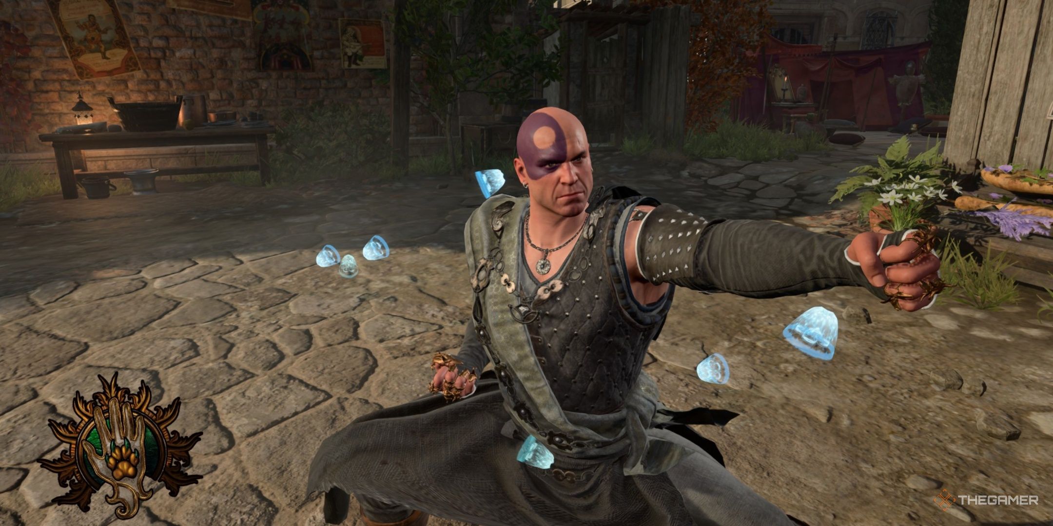 Swarmkeeper Ranger Minsc punches through a swarm of jellyfish in Baldur's Gate 3.