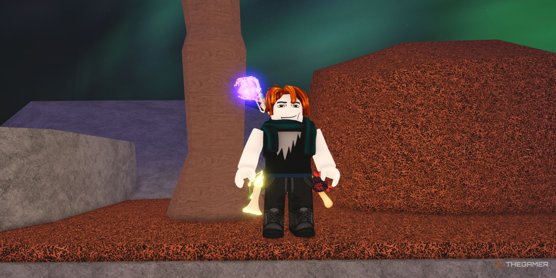 The player character stays in the middle of the Isle of New Beginnings island in Fisch.