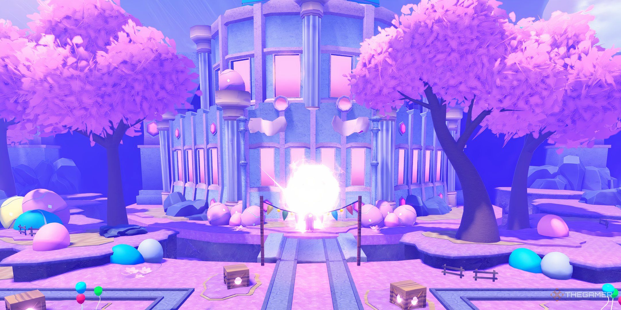 Roblox Anime Last Stand showcasing the new pink easter map.