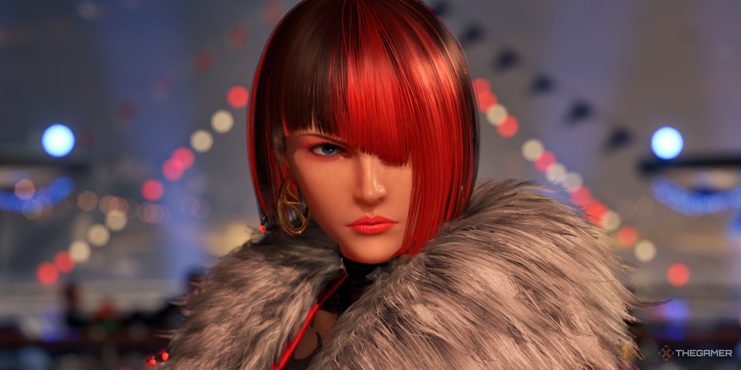 Anna Williams looking dead ahead with a serious and focused look on her face in Tekken 8.