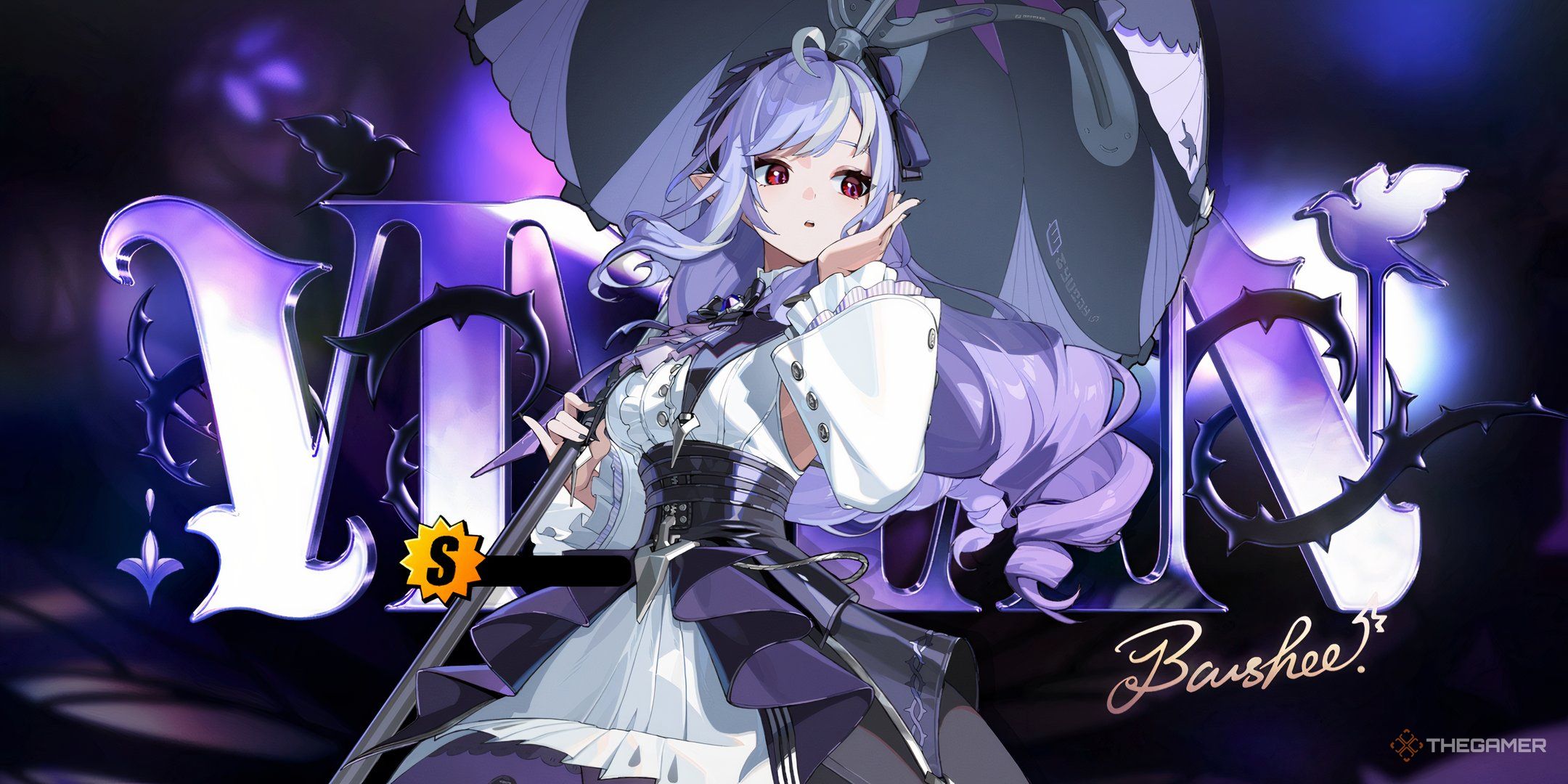 Vivian holding her umbrella and looking sideways in Zenless Zone Zero.