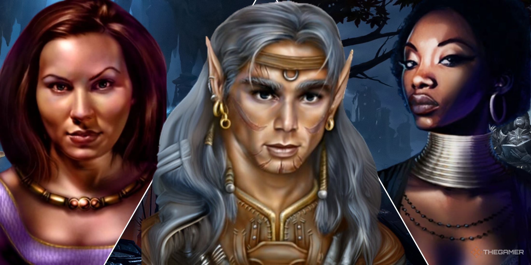 Three original Baldur's Gate character in a split image. 