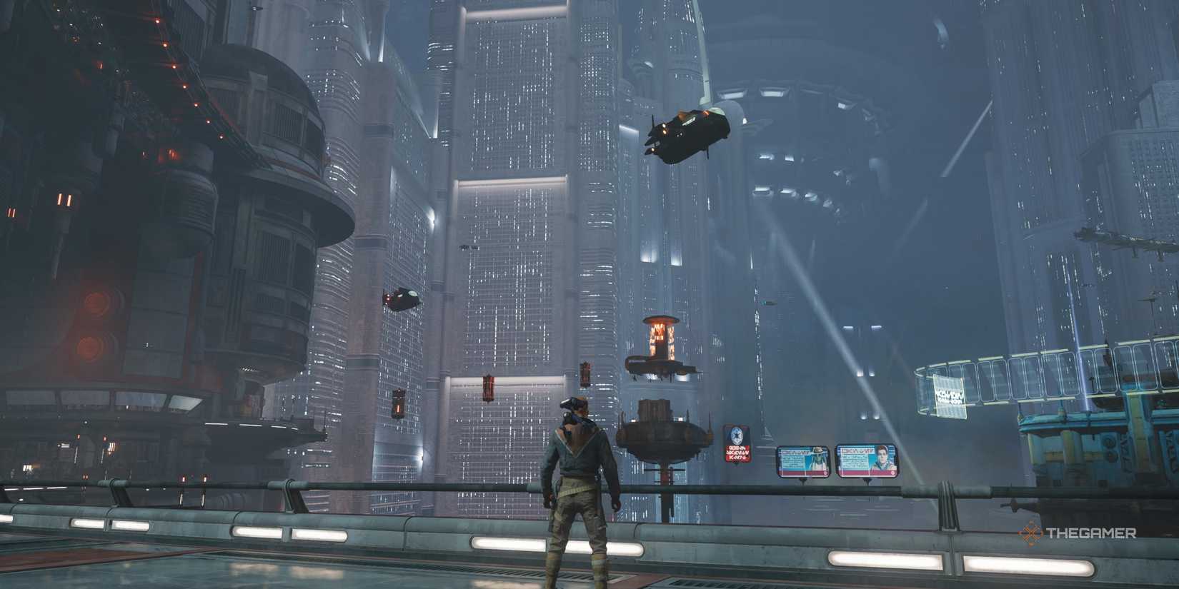 Cal Kestis looking out over Coruscant in Star Wars Jedi: Survivor.
