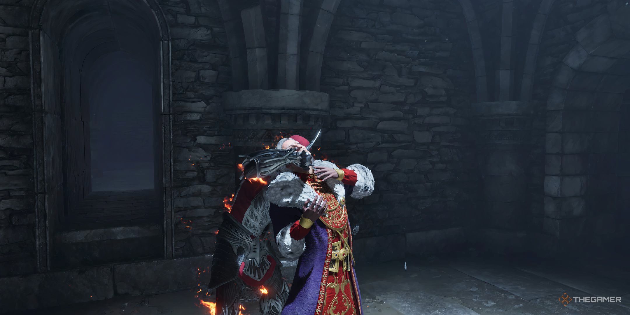 Emperor Uriel Septim being assassinated in Oblivion Remastered.