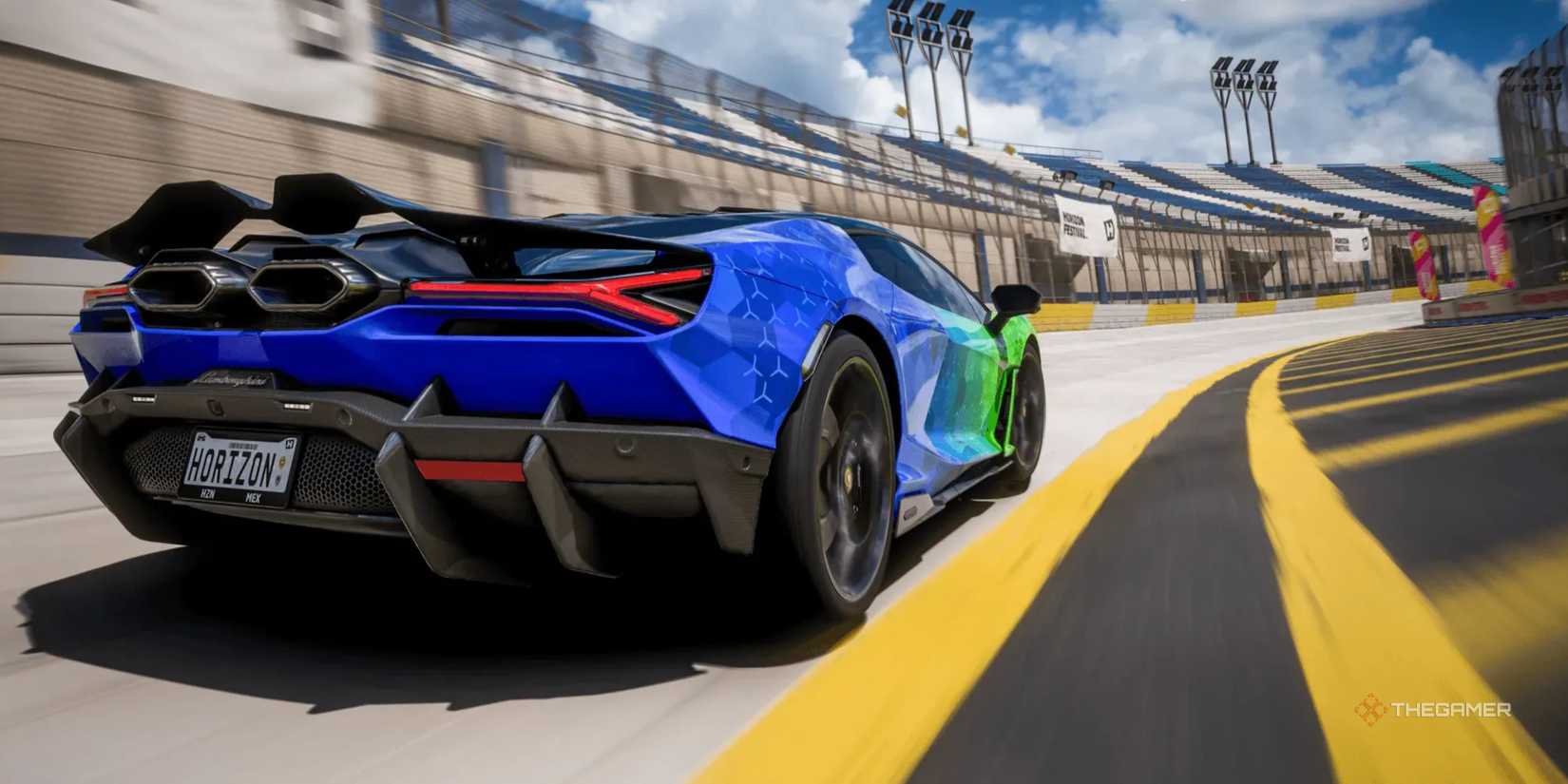 lamborghini revuelto with xbox and playstation livery in Forza Horizon 5.