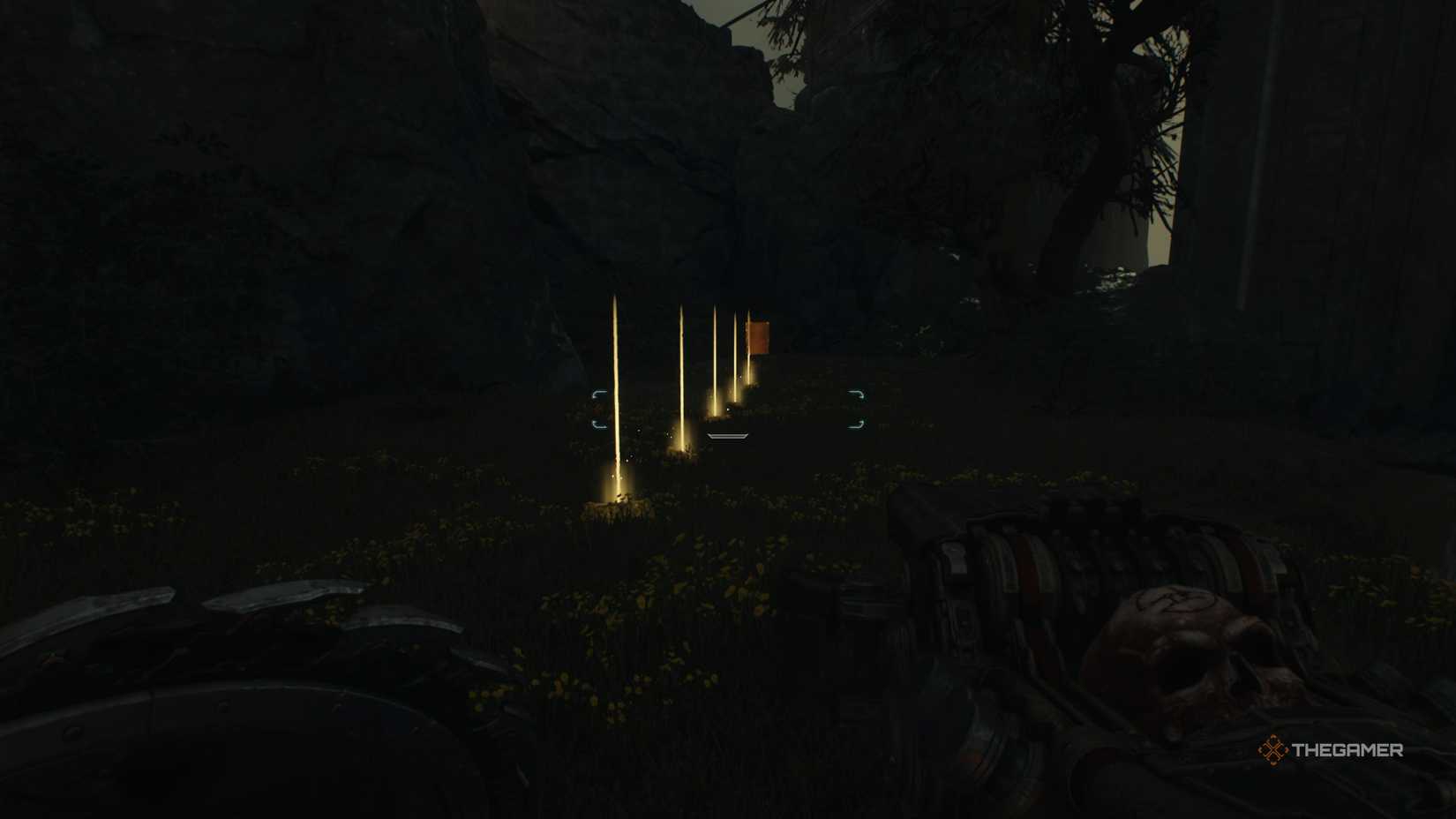 The trail of gold leading to a codex in the Siege Part 1 stage of Doom ...