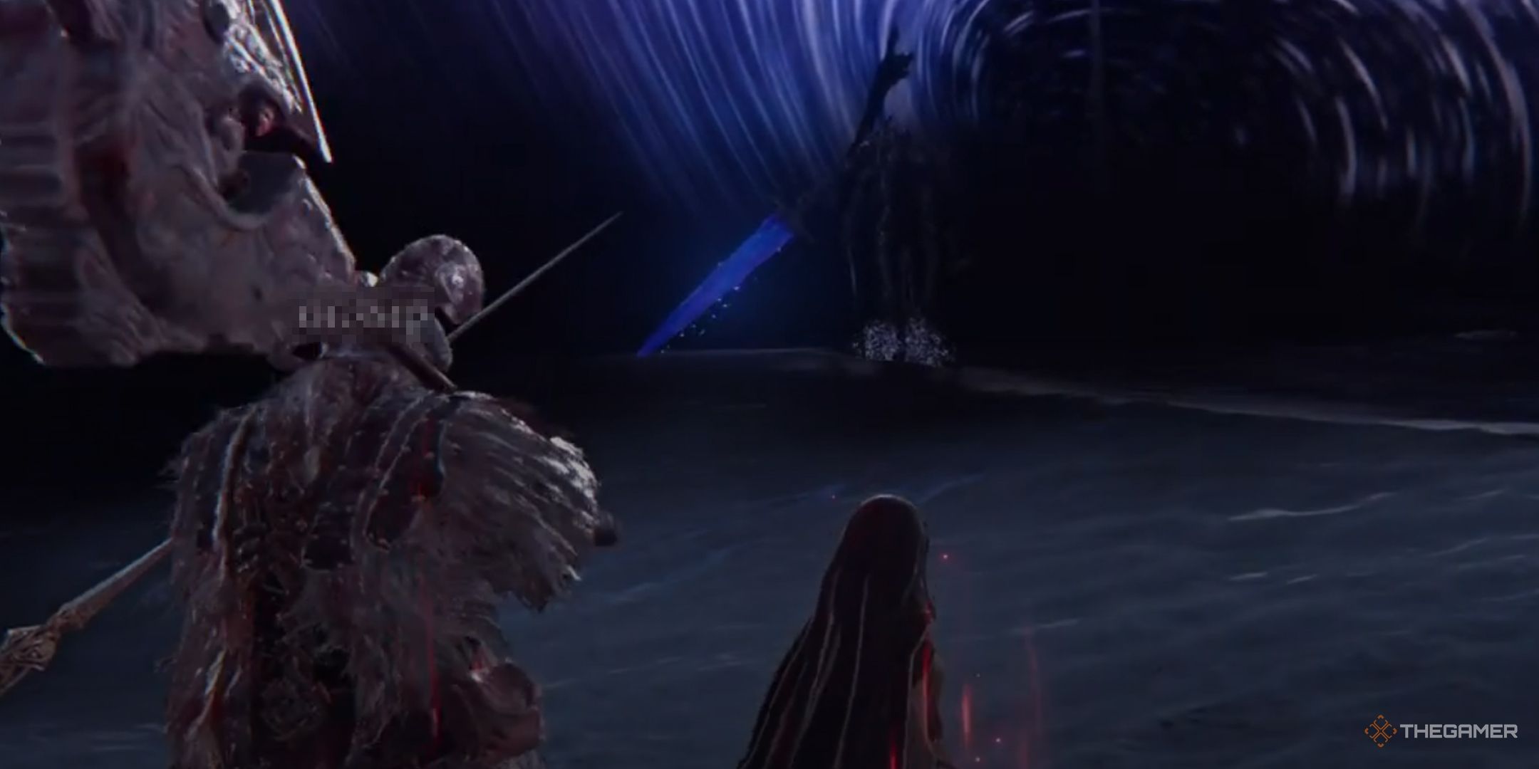 Two Elden Ring Nightreign players watching as Heolstor the Nightlord emerges from the sky.