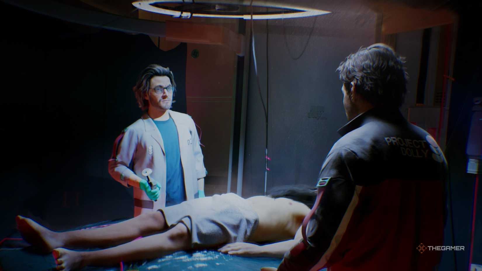 Jan and the scientist prepare to extract the tabula rasa's brain in alters.