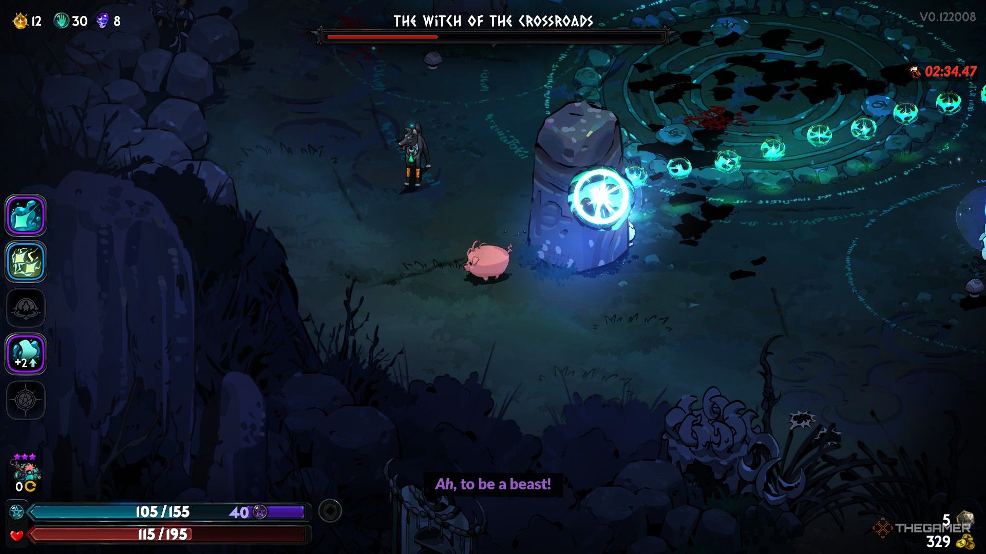 Melinoe is turned into a pig during the Hecate Unrivaled fight in Hades 2.