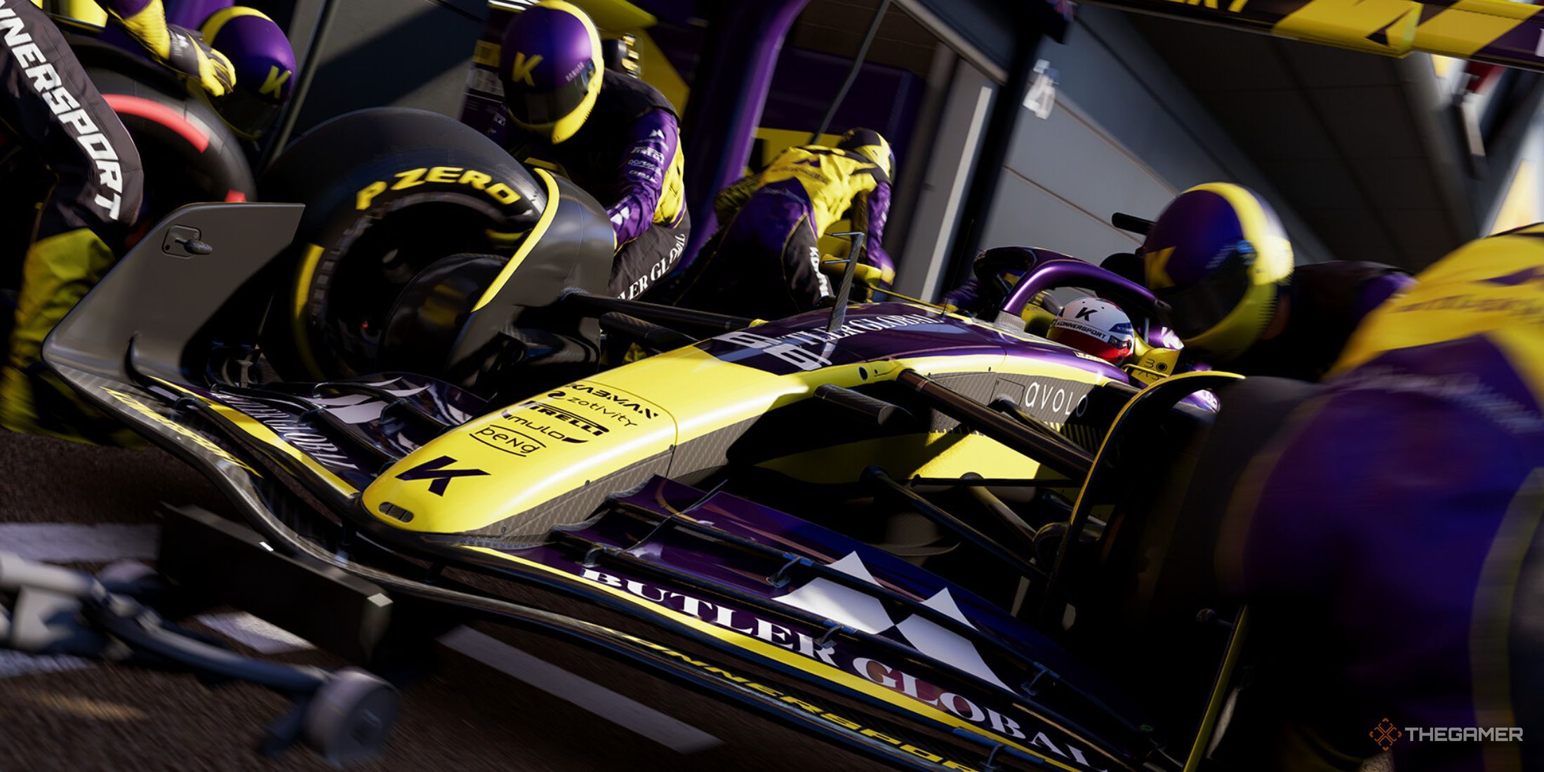 A driver on a race track in F1 25.