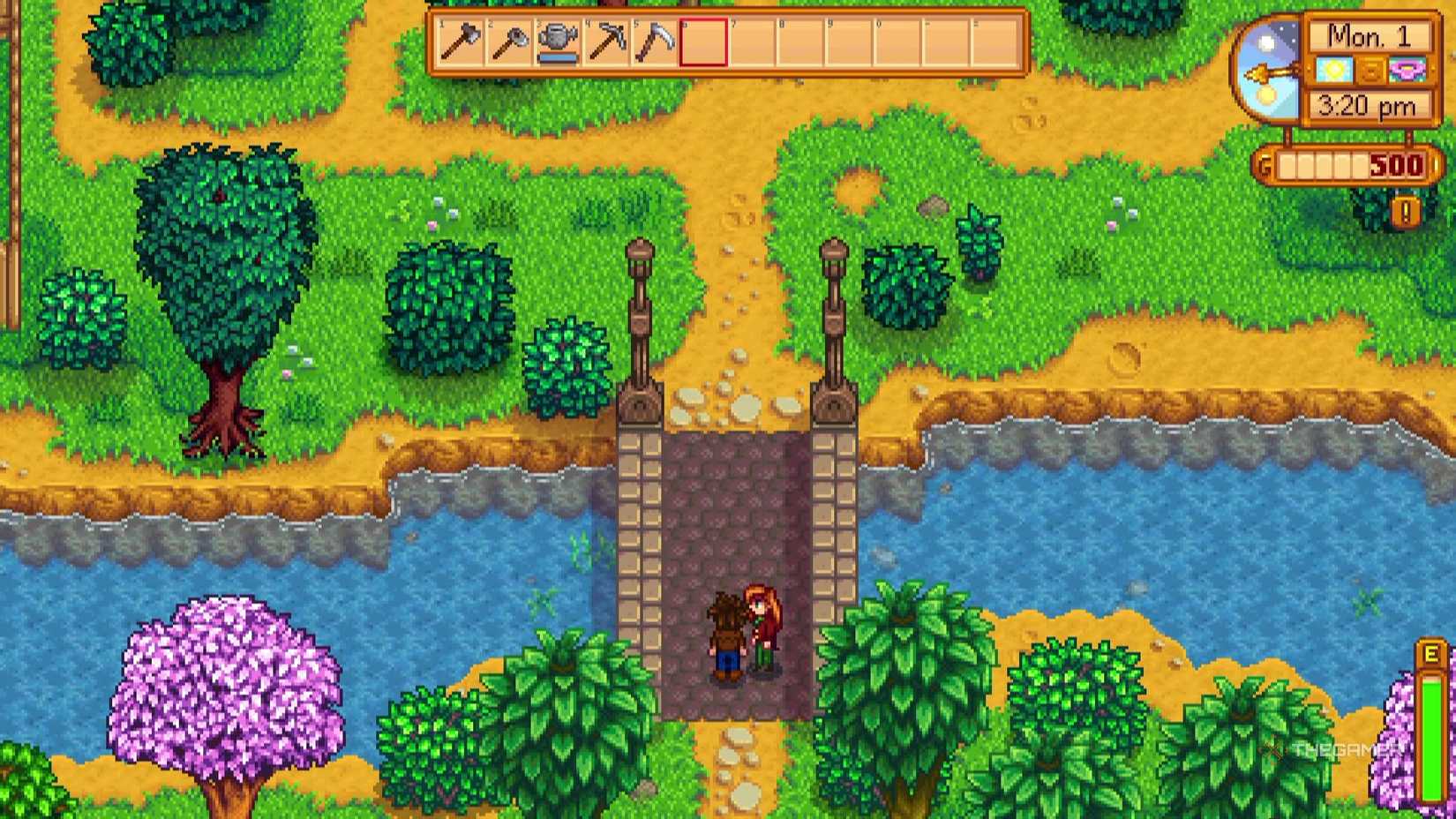 Elliott stands in front of us in Stardew Valley.