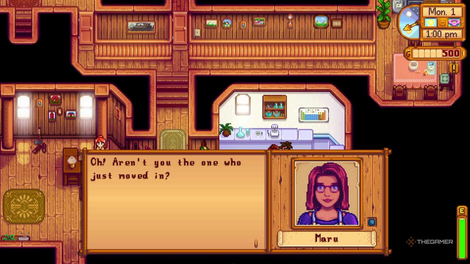 Meeting Maru in the Stardew valley.
