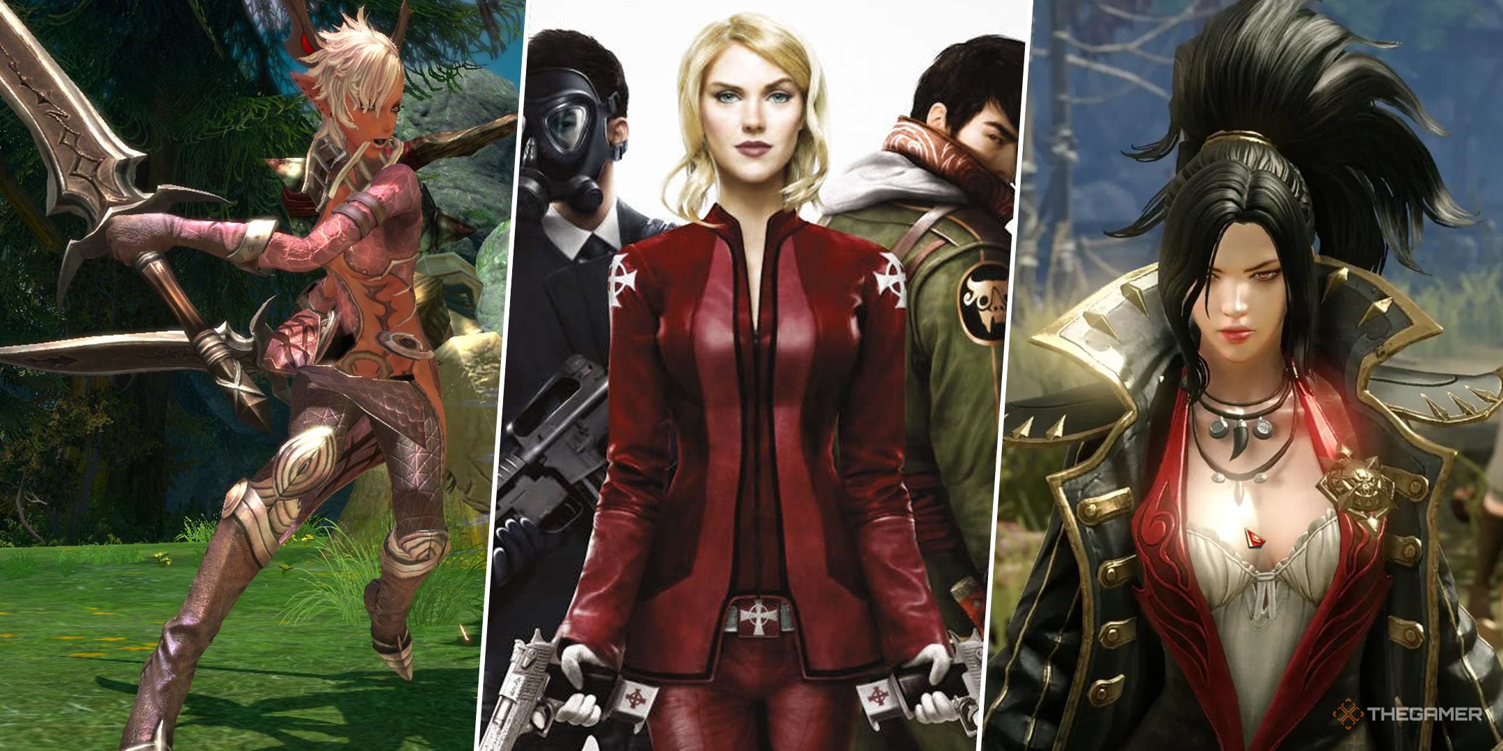 A split image featuring the MMORPGs Tera, The Secret World, and Lost Ark.