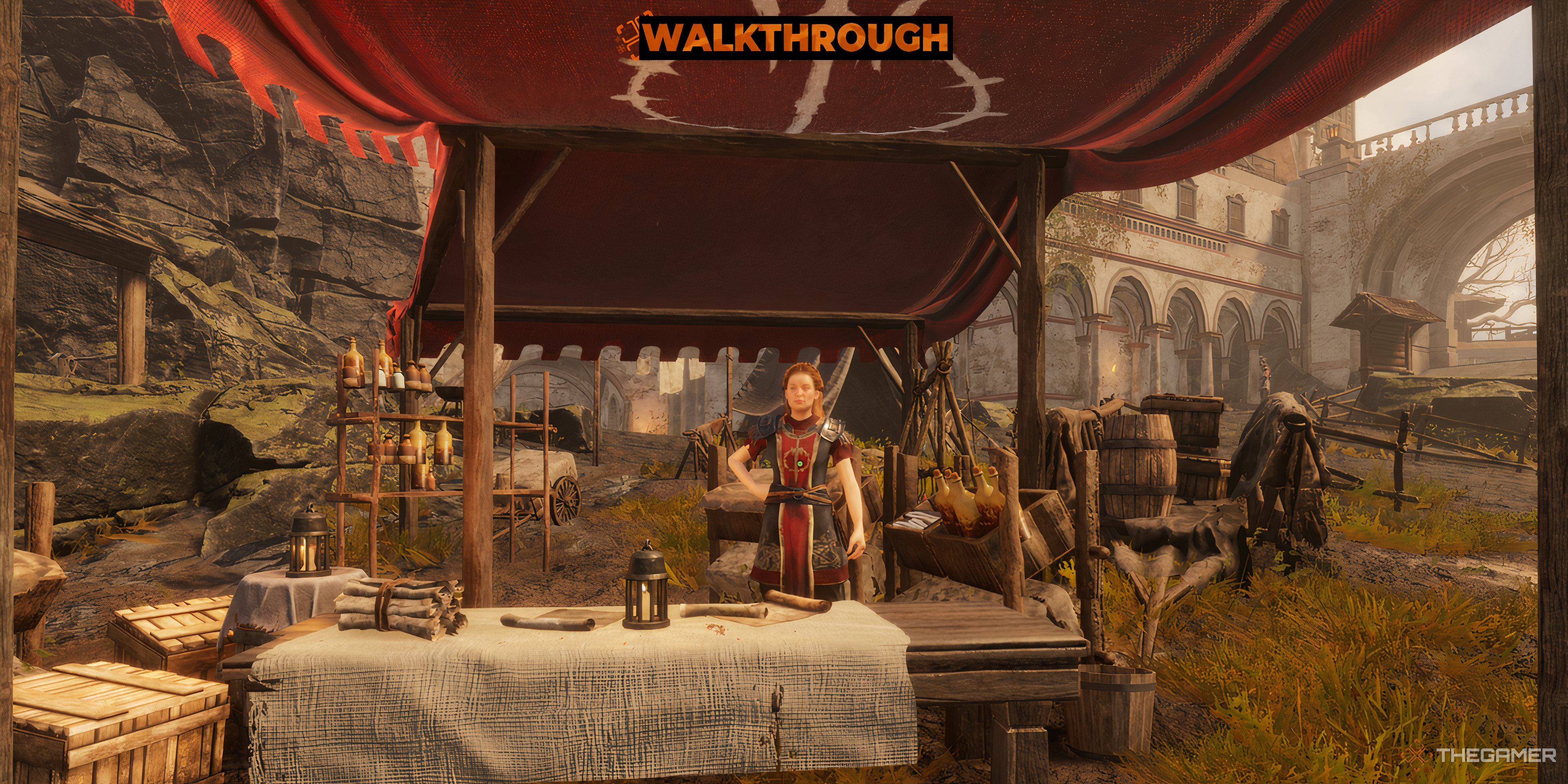 Player standing in front of Sine shop - Tainted Grail The Fall Of Avalon