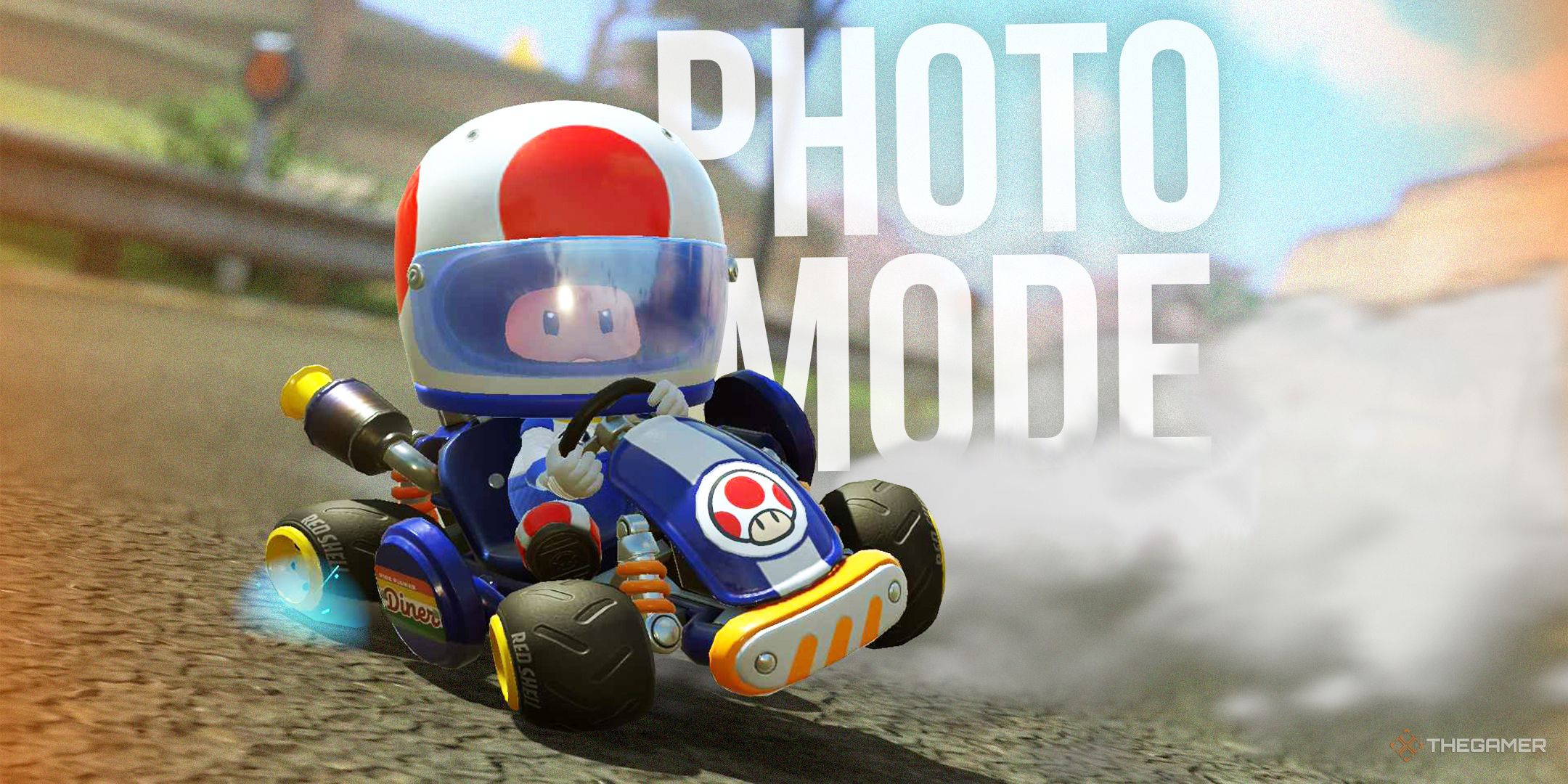 TG Mario Kart World Photo Mode Toad Drifting.
