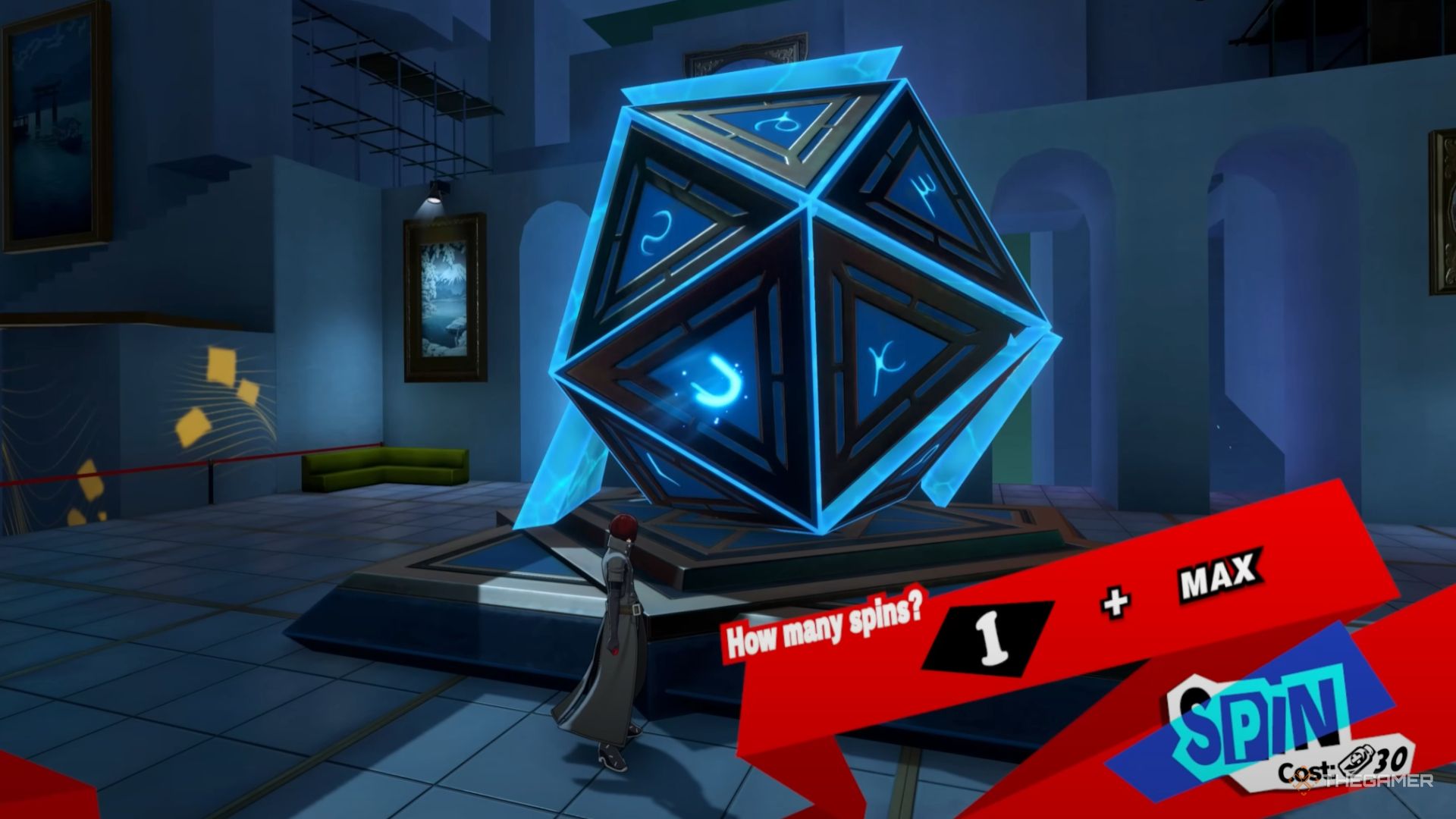 Wonder facing the giant cube and getting a reward for completing the Realm Of Repression in Persona 5 The Phantom X.
