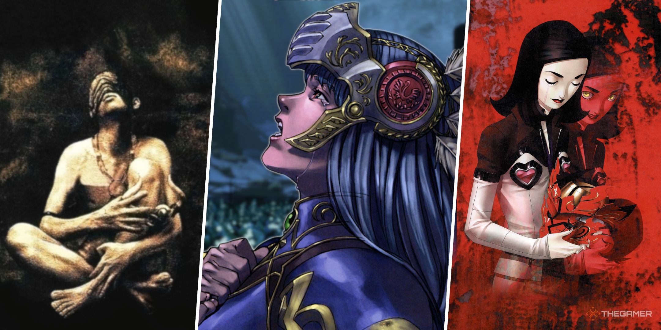 A split image showing the cover art of Persona 2 Eternal Punishment, Shadow Tower, and Art from Valkyrie Profile.
