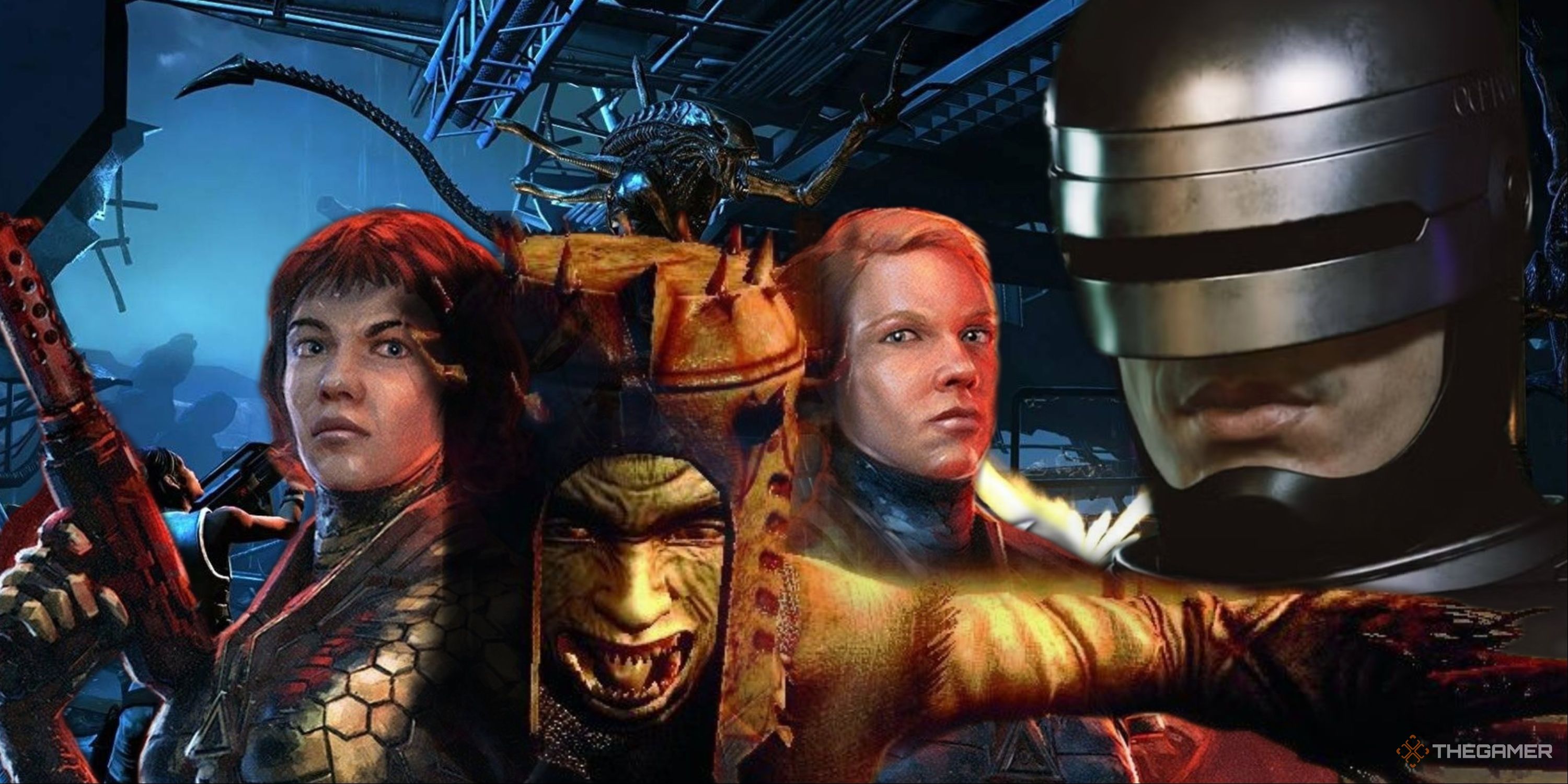 Wolfenstein: Youngblood, Clive Barker's Jericho, RoboCop: Rogue City and Aliens: Colonial Marines in the background.